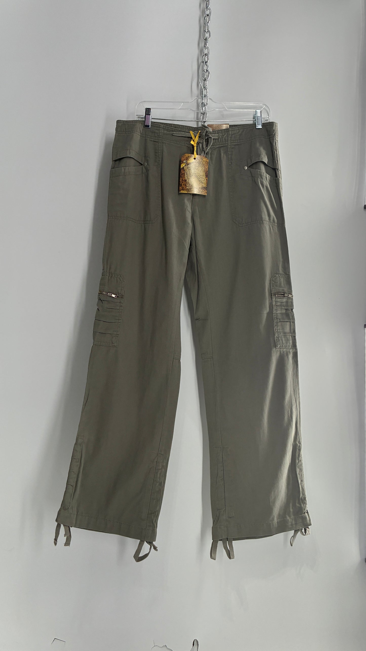 Deadstock Vintage MOKACHINO Grey Green Drawstring Cargos (8)