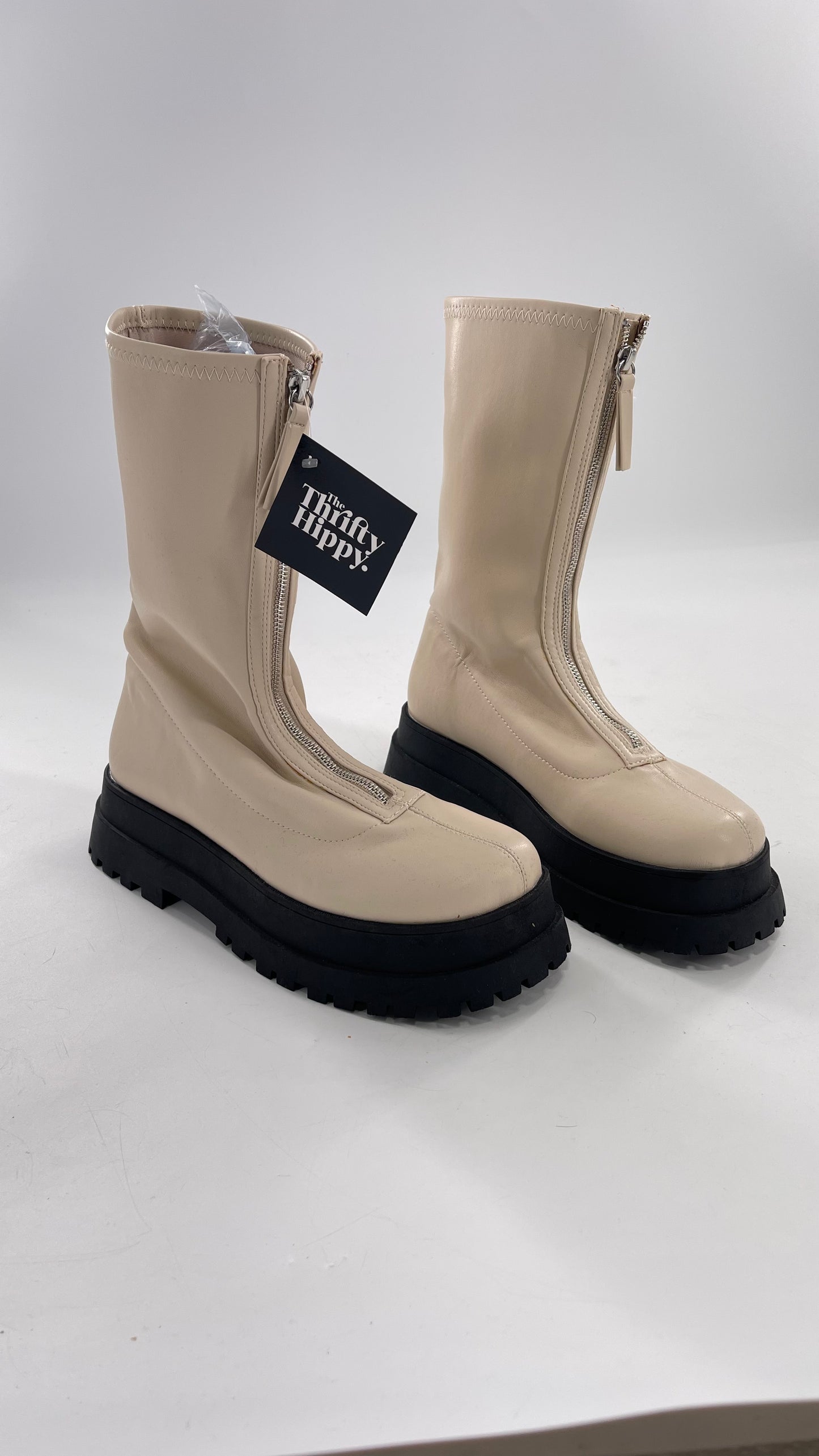 Urban Outfitters Cream Zip Front Boot with Contrast Platform (10)