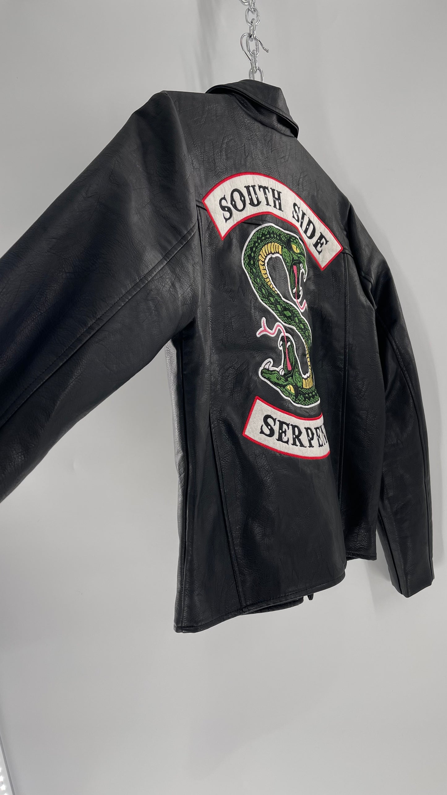 Riverdale Vegan Leather Jacket with Southside Serpents Embroidered Back (Medium)