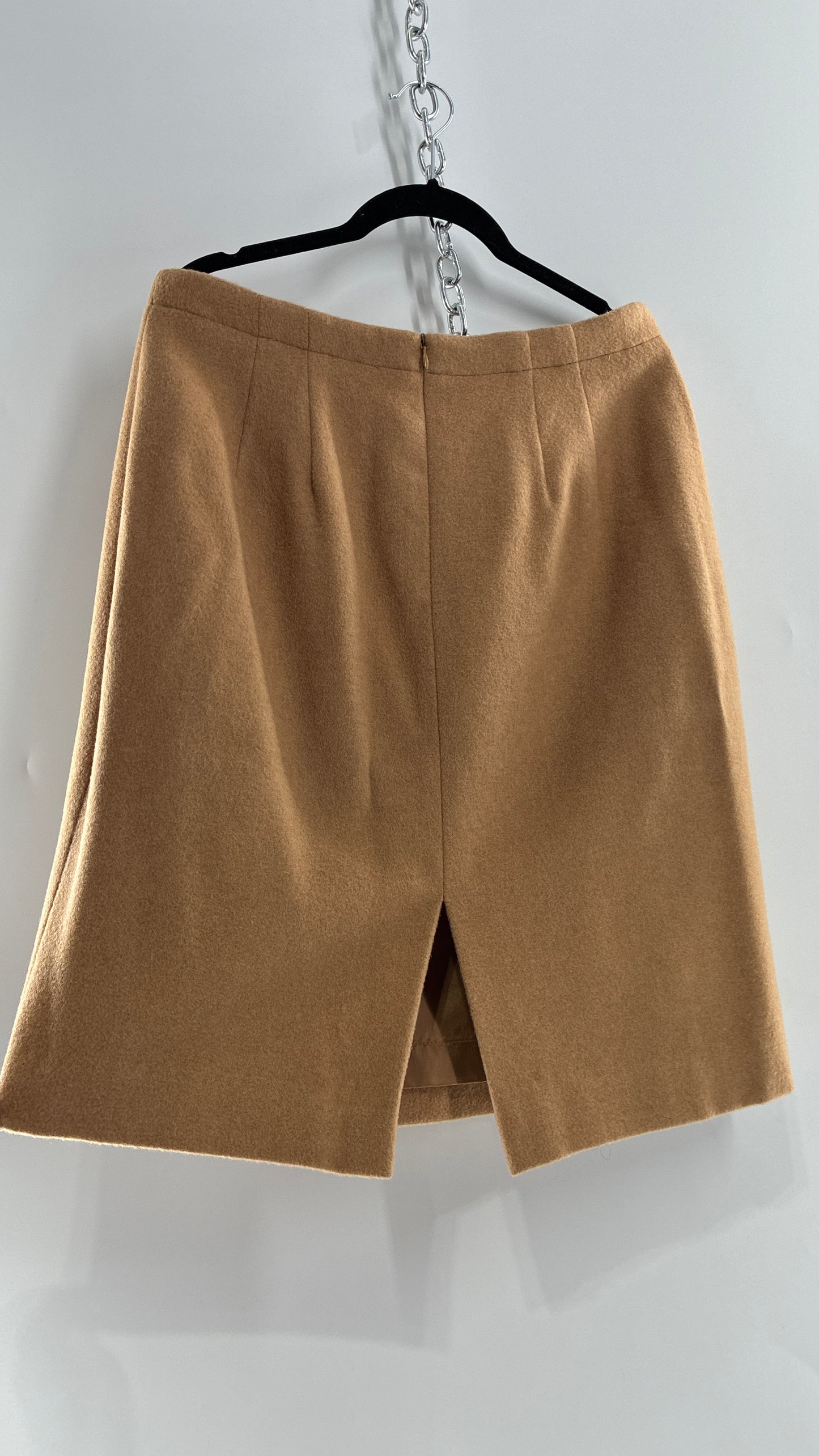 Vintage Brooks Brothers 100% Pure Camelhair Vented Skirt (12)