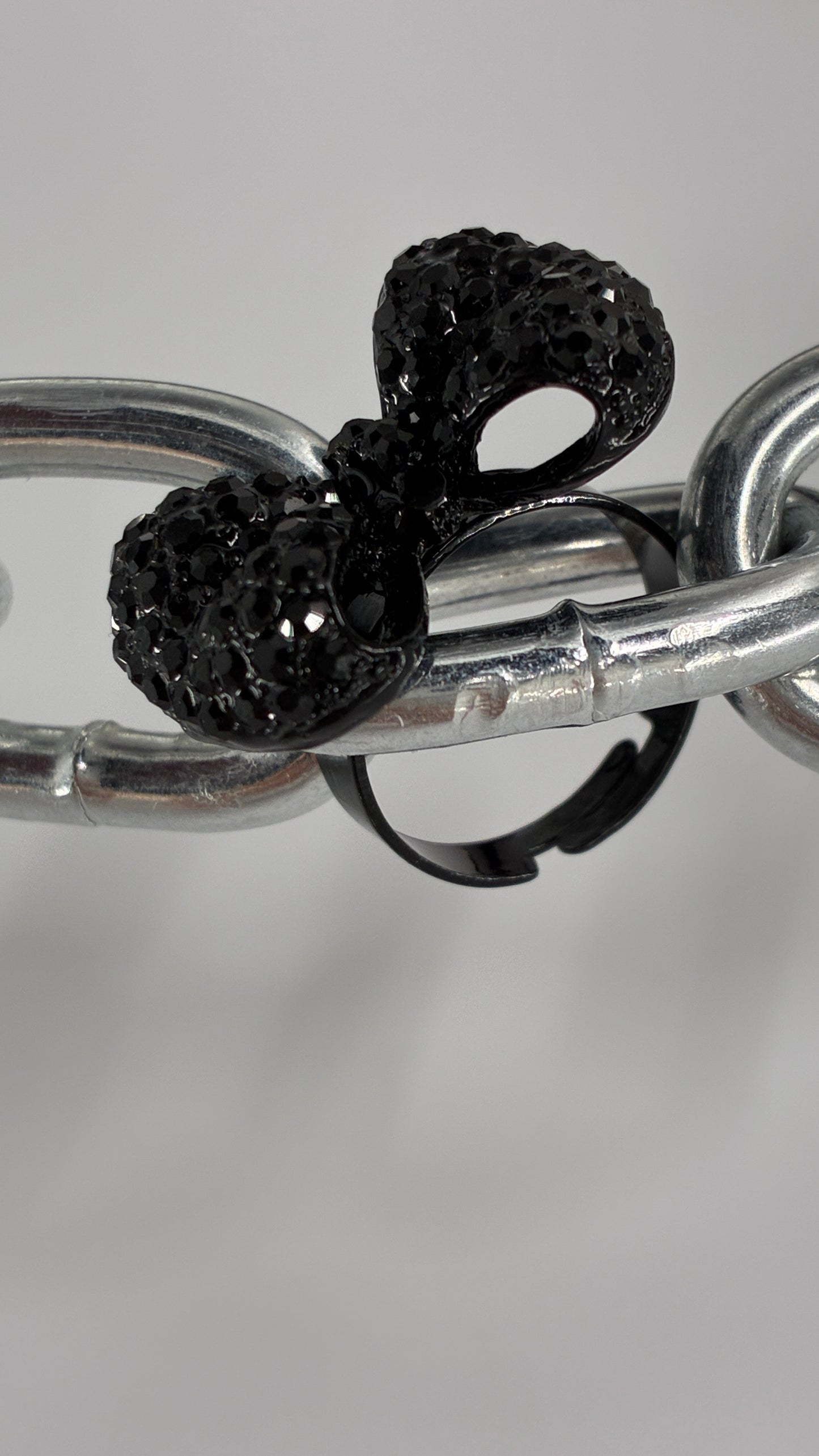 Black Rhinestone Bow Ring