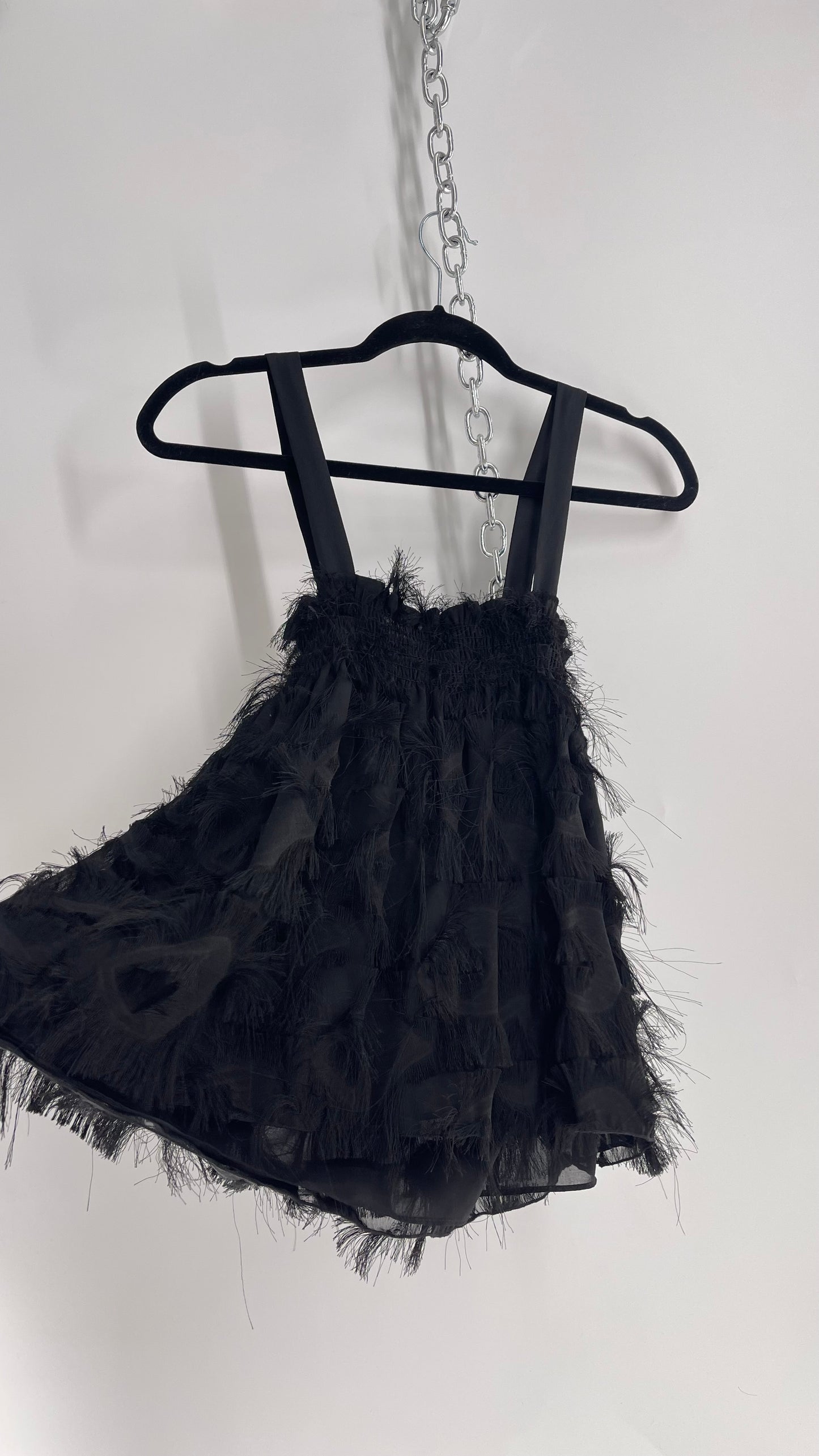 WAVERLY GREY Anthropologie Black Feathered, Textured Tank (Small)