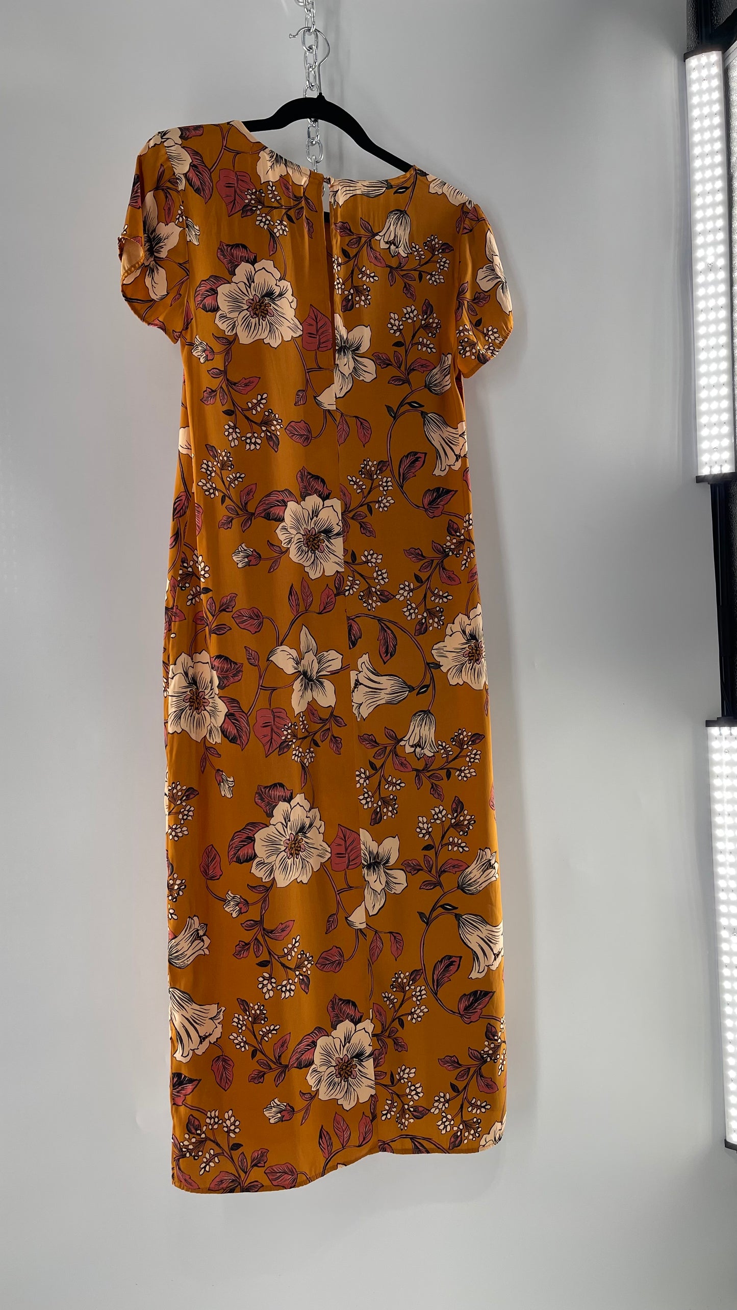 Saltwater Anthropologie - Brown / Burnt Orange Flower Maxi Dress (Size Large)