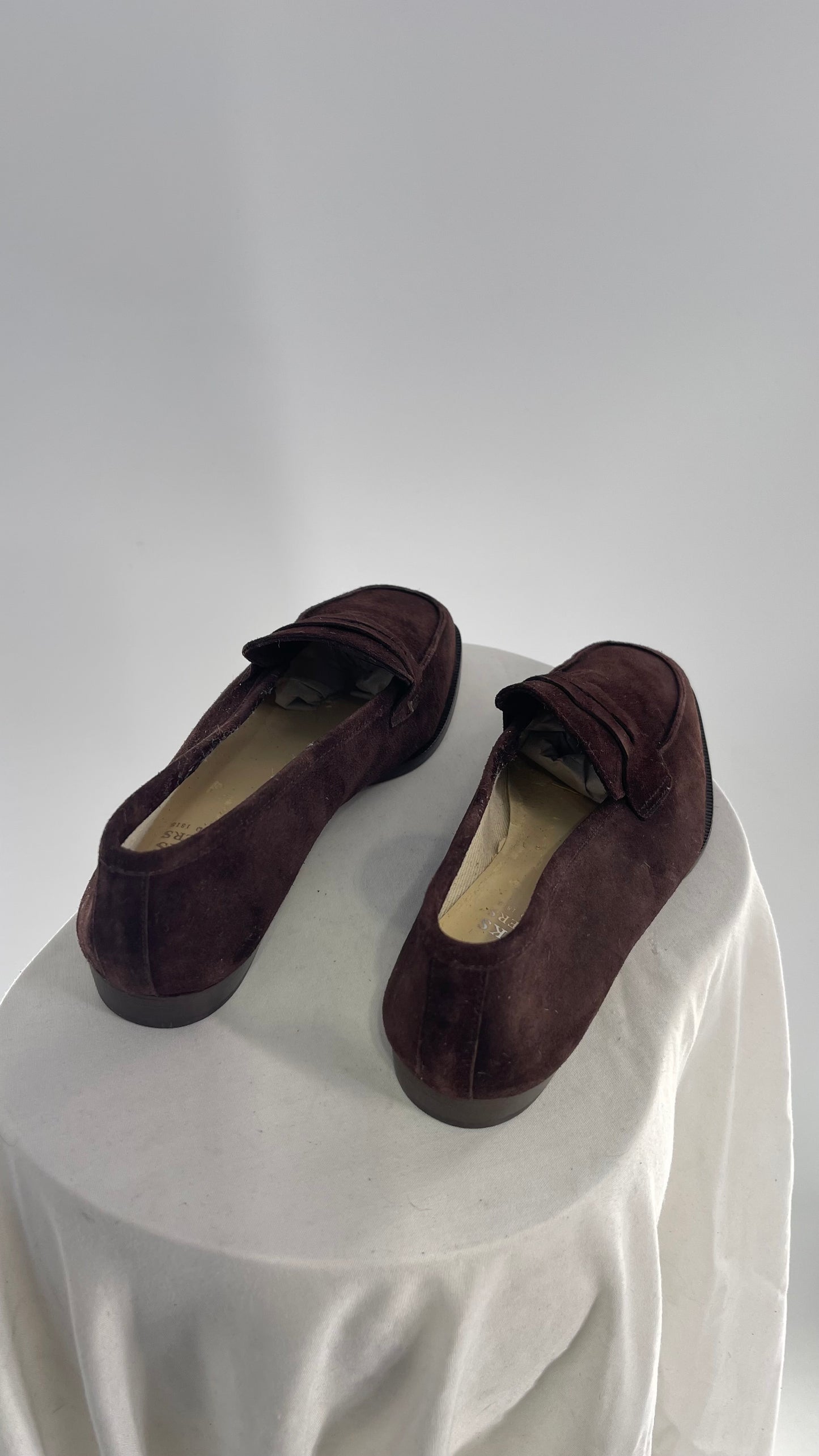 Vintage Brooks Brothers Brown Suede Leather Penny Loafers (6.5)