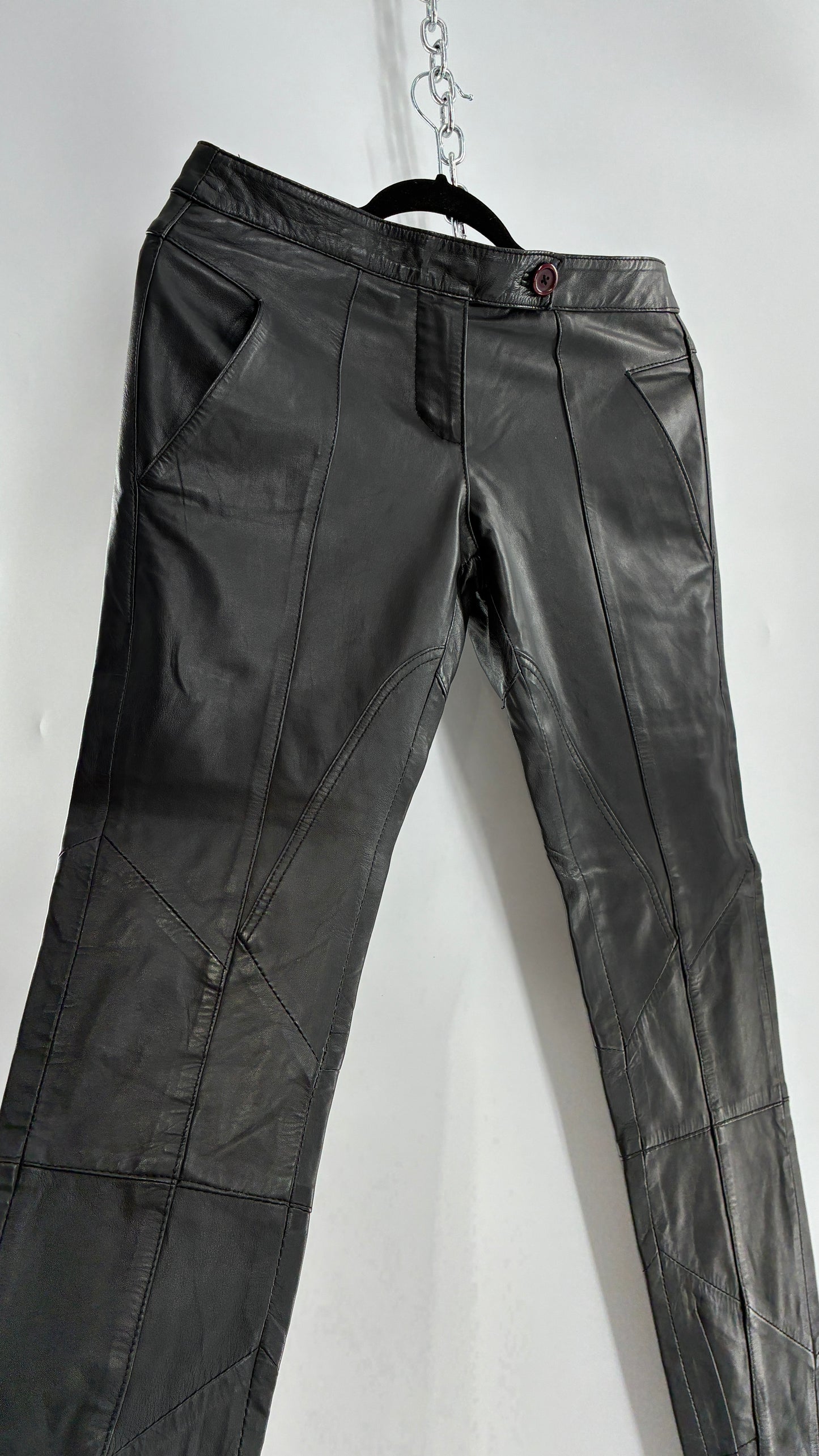 ASOS Low Rise Genuine Leather Patchwork Style Motorcycle Pants (6)