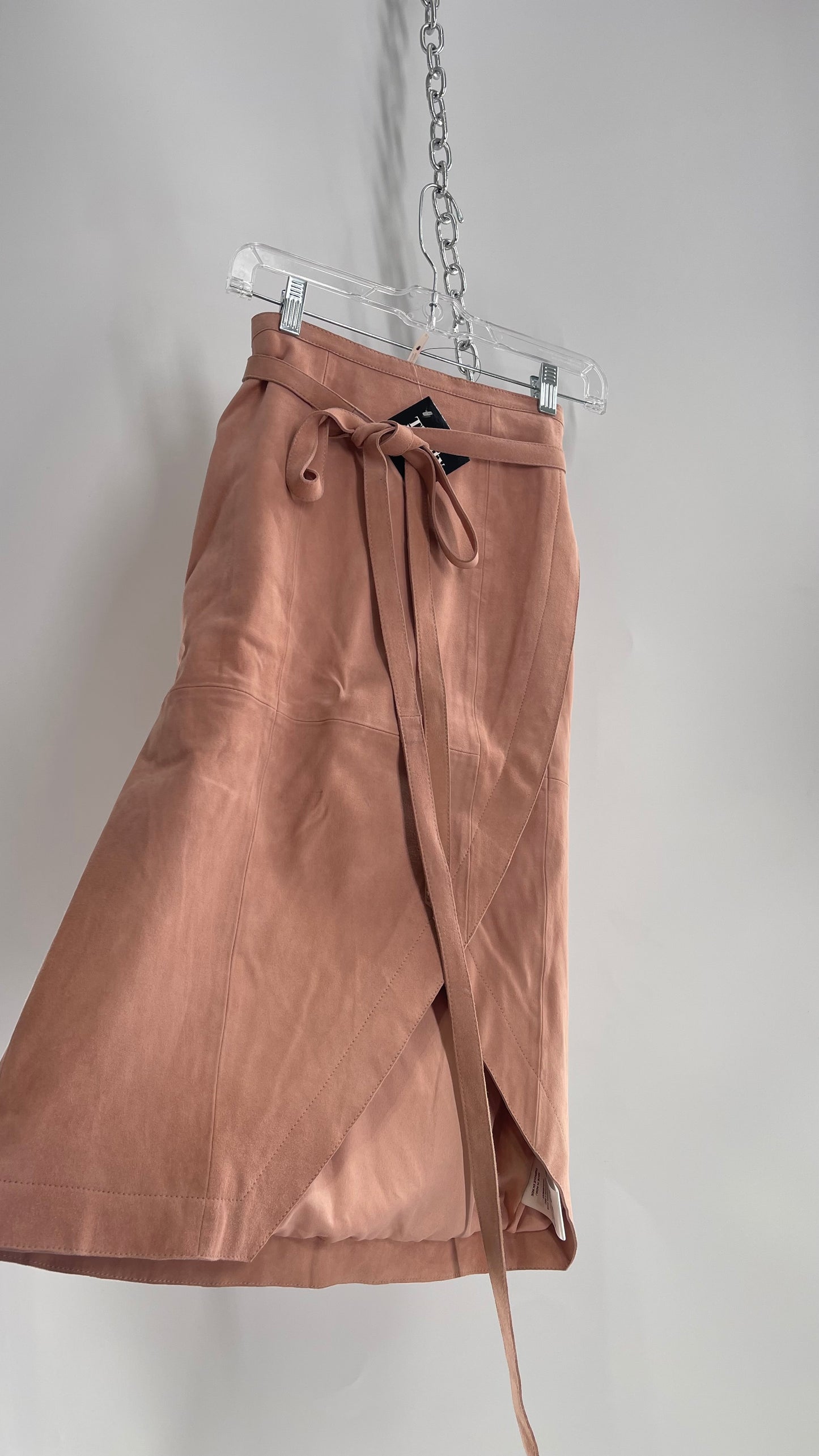 Free People Blush Genuine Suede Leather Tie Waist Long Skirt (2)