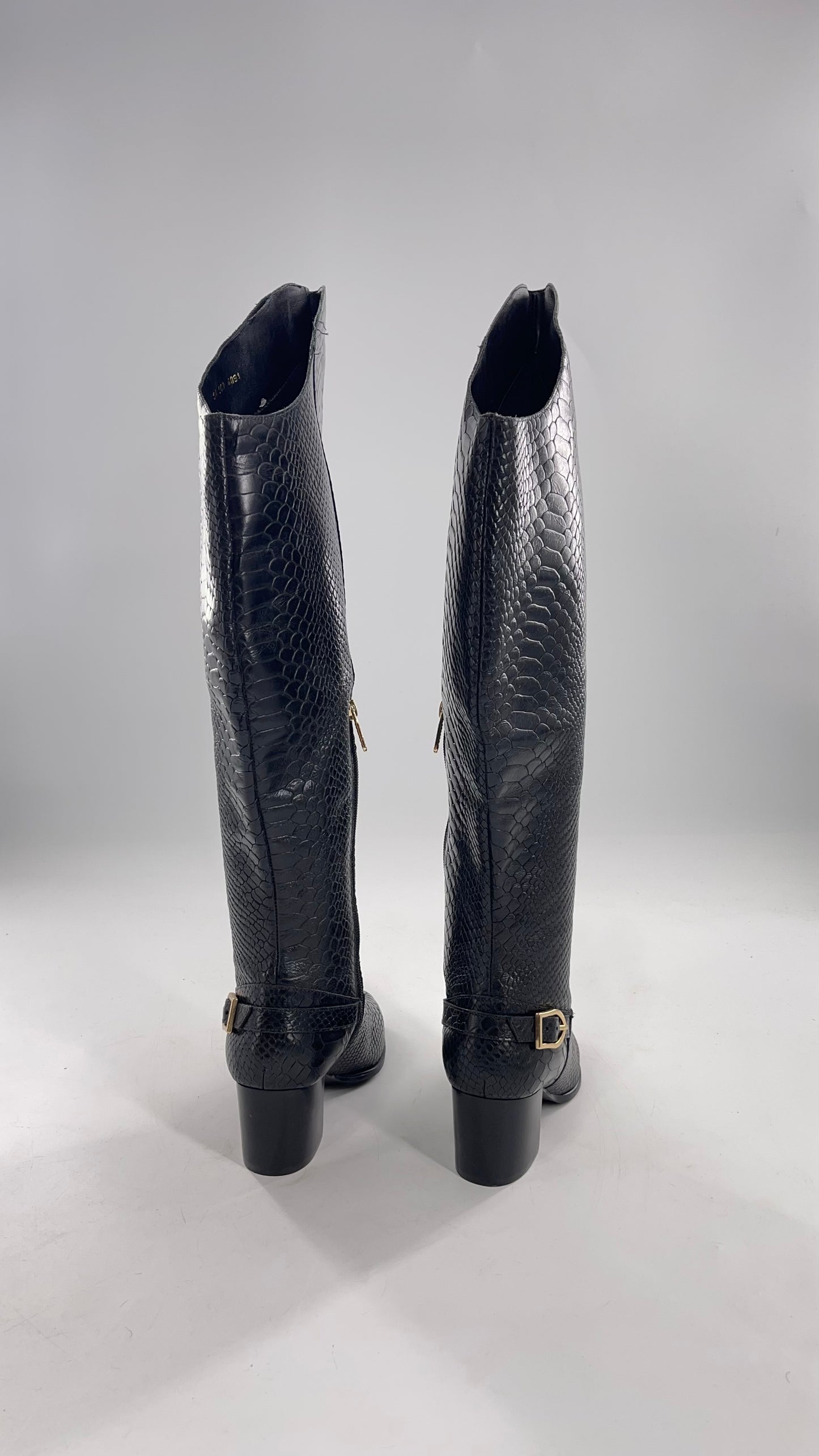 ORCADE Genuine Brazilian Leather Crocodile Embossed/Textured Knee High Boots (5)