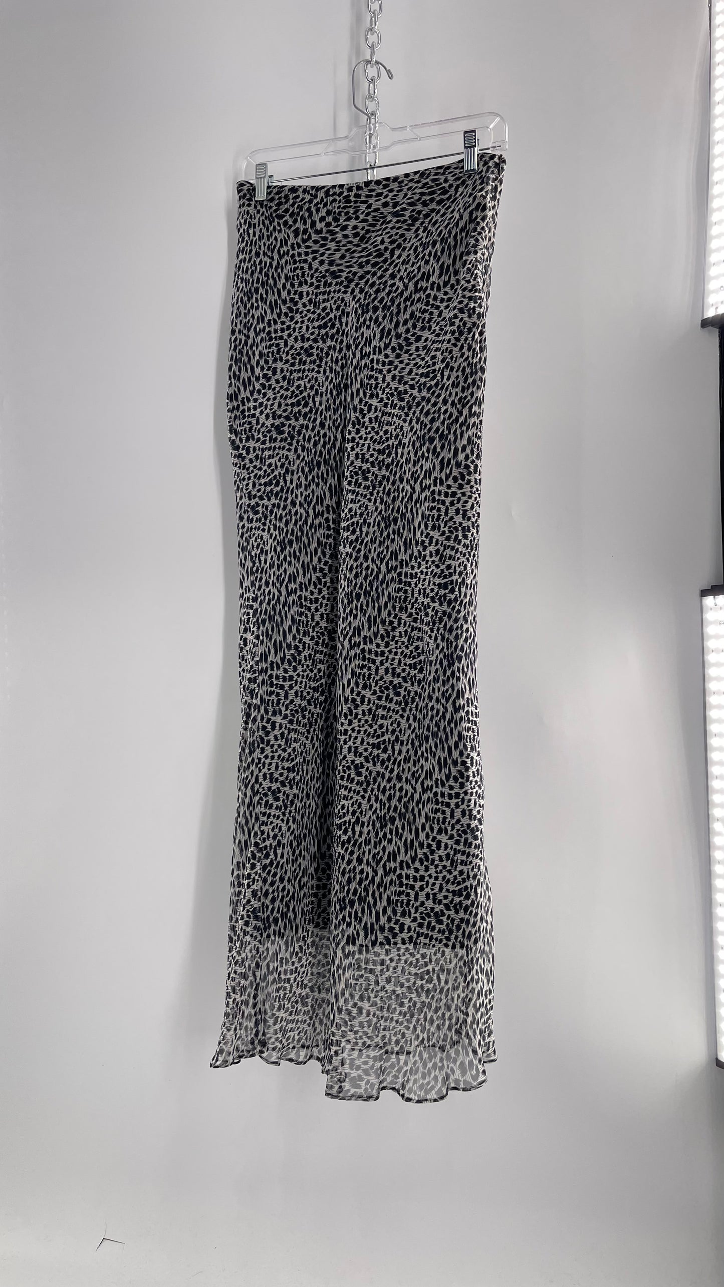 Vintage 100% Silk Leopard Print Grayish Blue Slinky Tube Maxi Skirt (6)