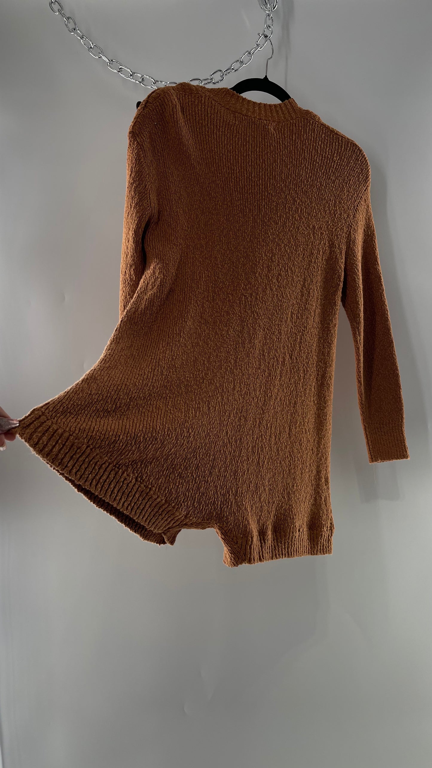 Free People Mustard/Tan Knit Button Shoulder Romper/Playsuit/Jumpsuit (XS)
