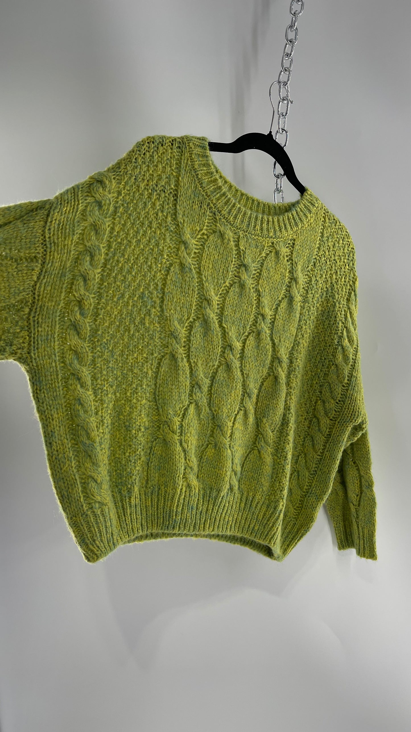 JOA Lime Green/Yellow Cableknit Sweater (S)