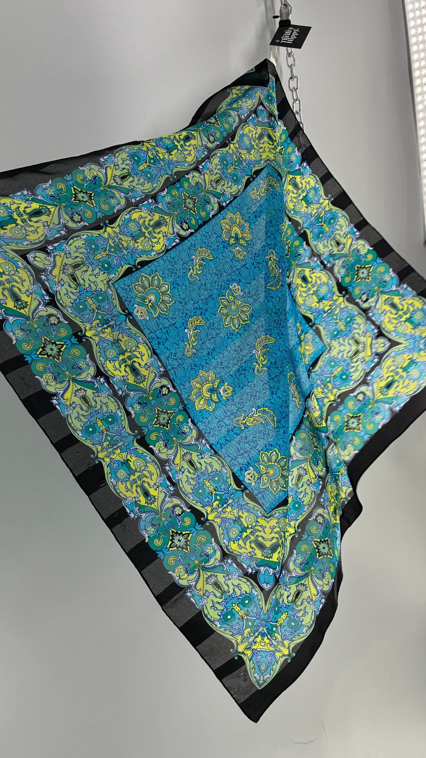 Vintage Paisley Blue/Green/Black Scarf/Head Scarf