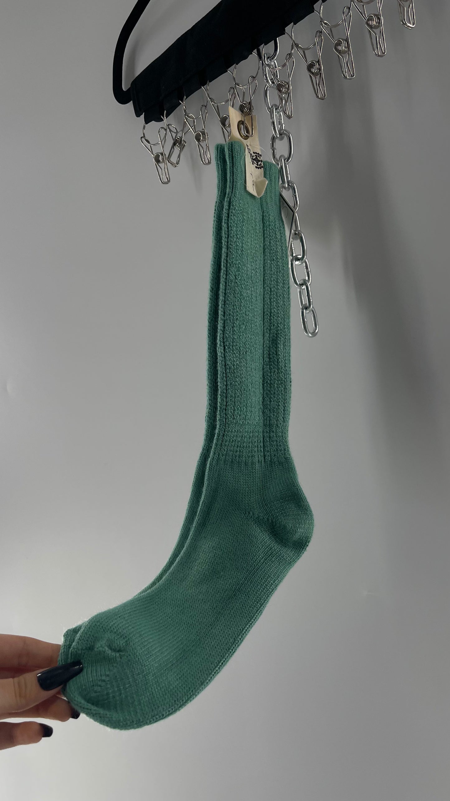 Free People Kelly Green Knee High Knit Socks