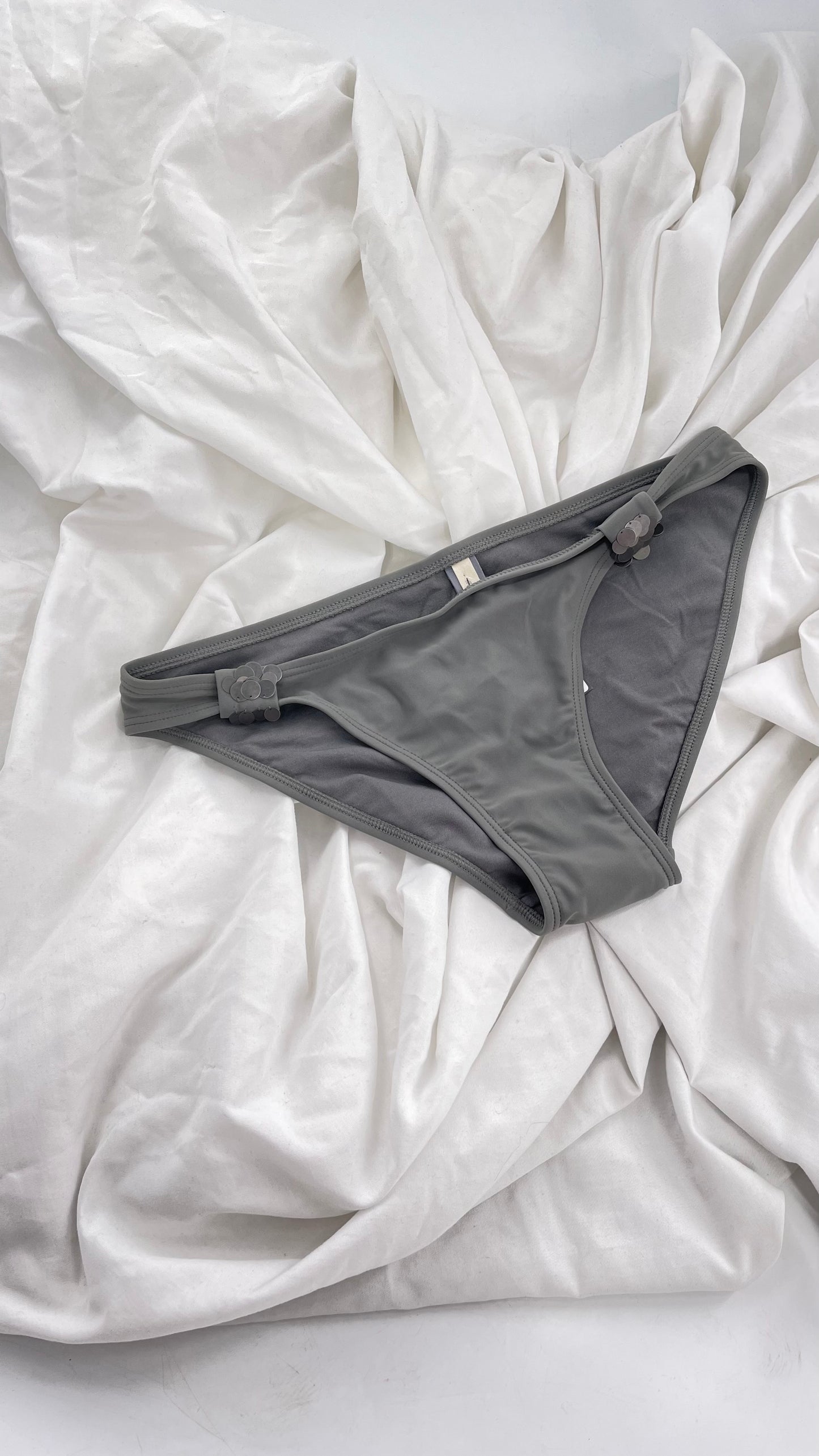 AERIE Gray Swim Bottoms with Metal Sequin Details (Small)