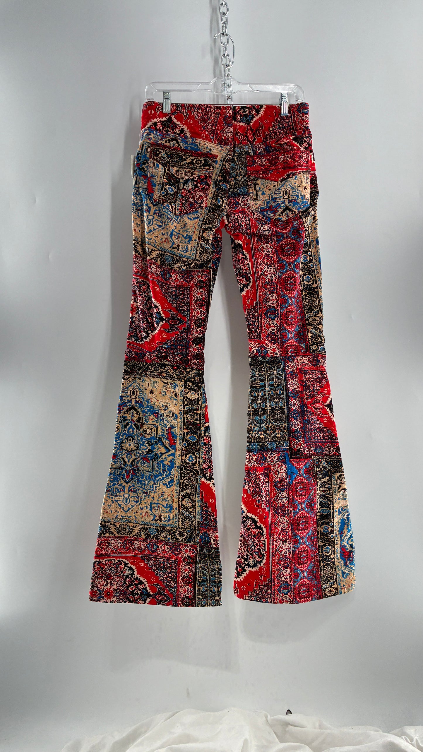 Free People Red, White, Blue Tapestry Patchwork Corduroys with Tags Attached (27)