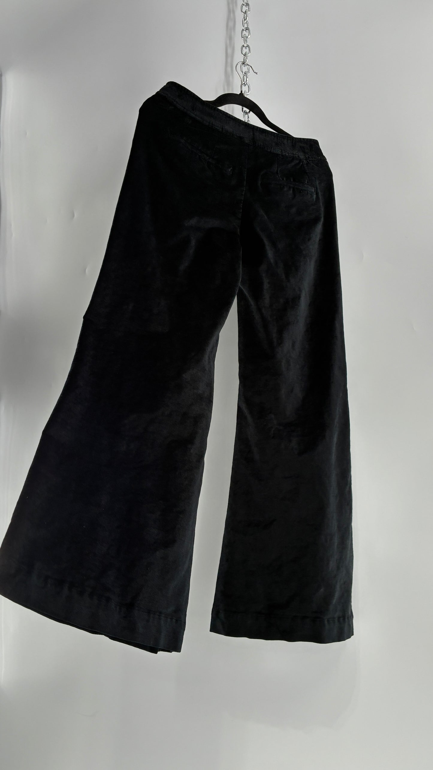 Free people Black Heavy Velour Velvet Walk with You Kick Flare Hot Pants(6)