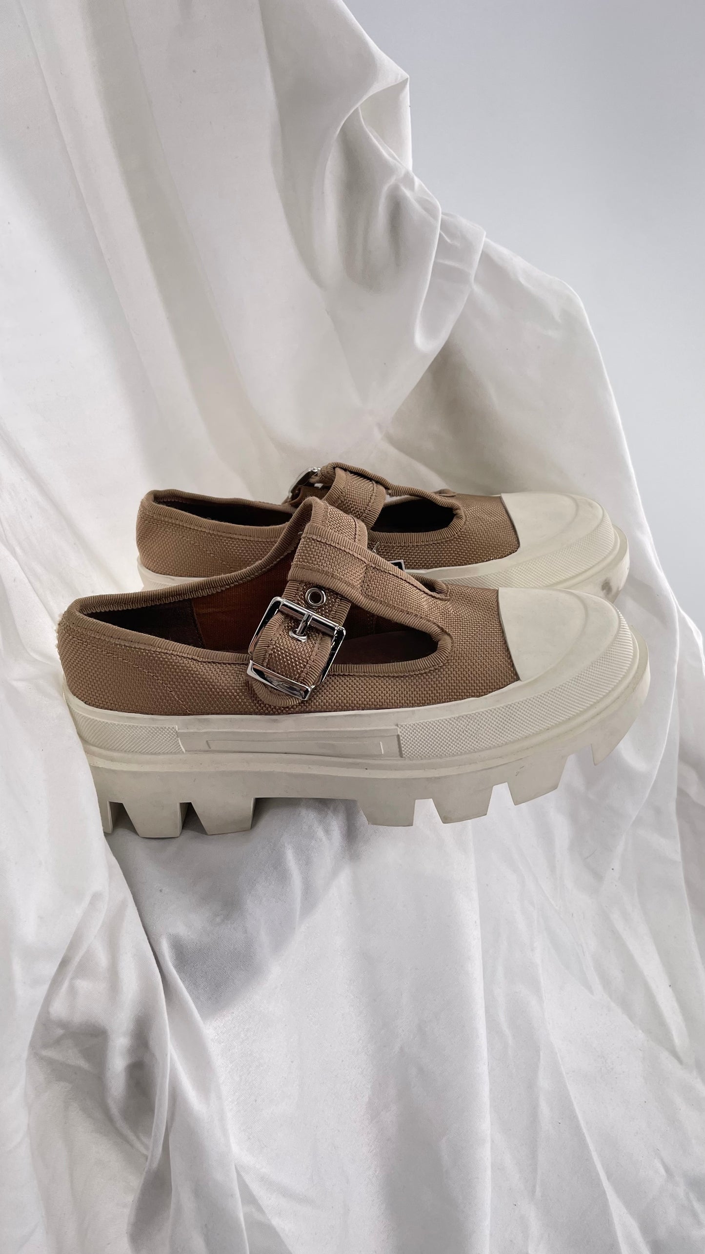 Jeffrey Campbell Marley Tan Canvas Mary Janes (6)