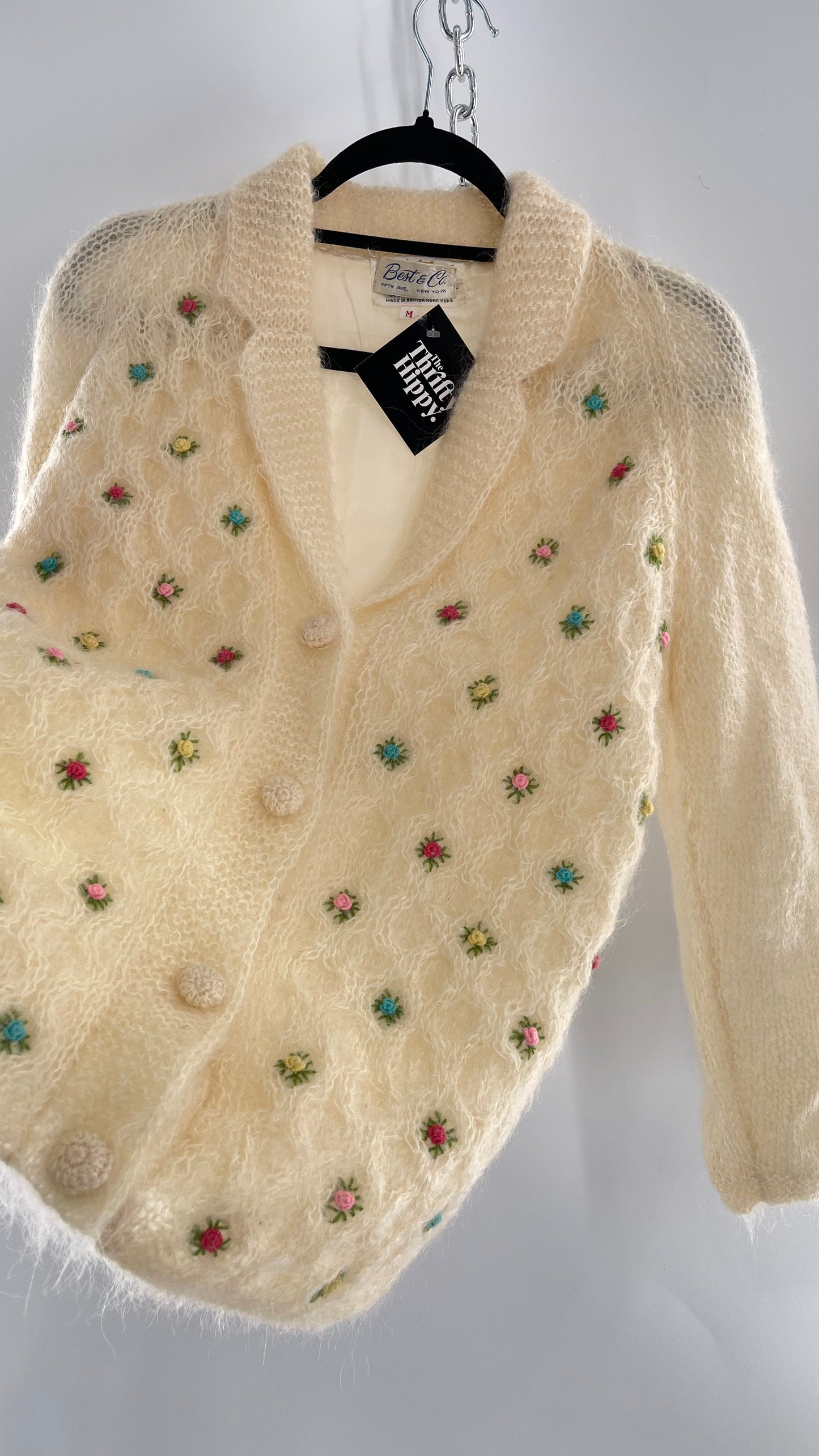 Vintage Best & Co Lil Rose, Cream Granny Cardigan (Medium)