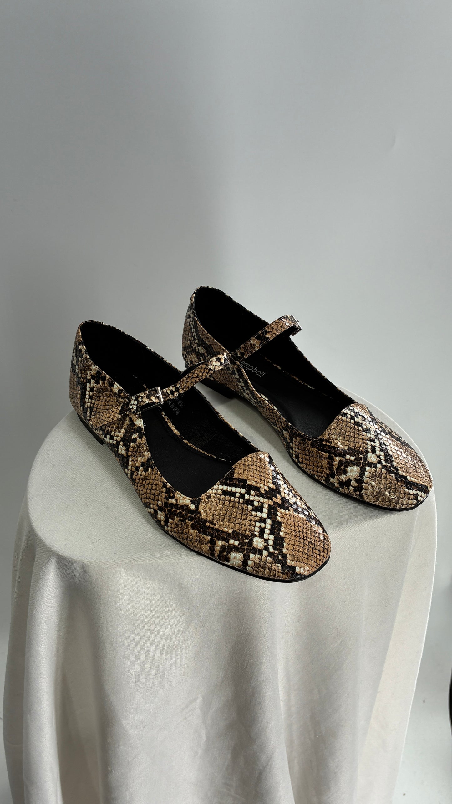 Jeffrey Campbell Snakeskin MaryJane Ballet Flats (7.5)