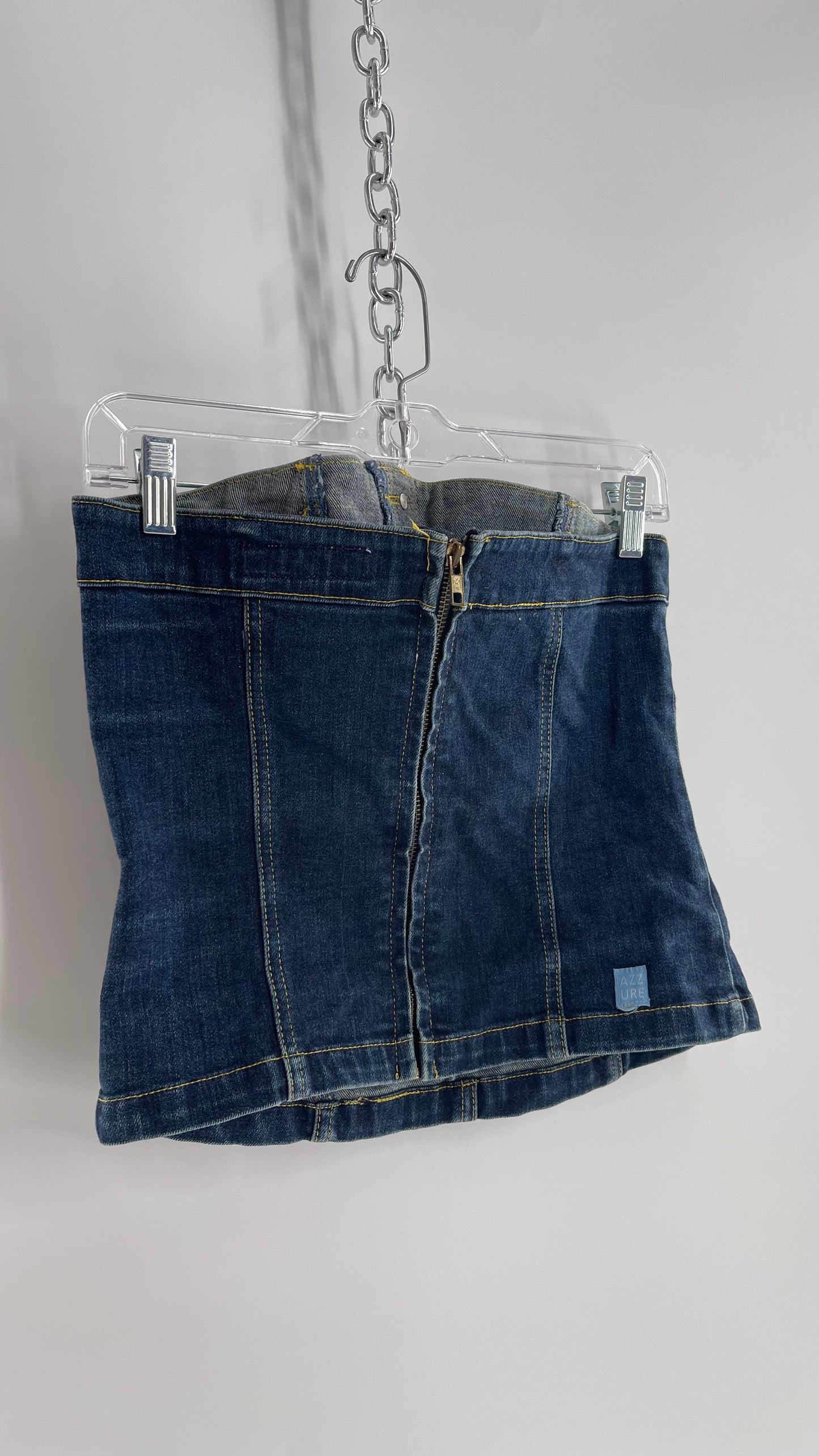 Vintage AZZURE Dark Wash Denim Corset Like Tube Top (XL)