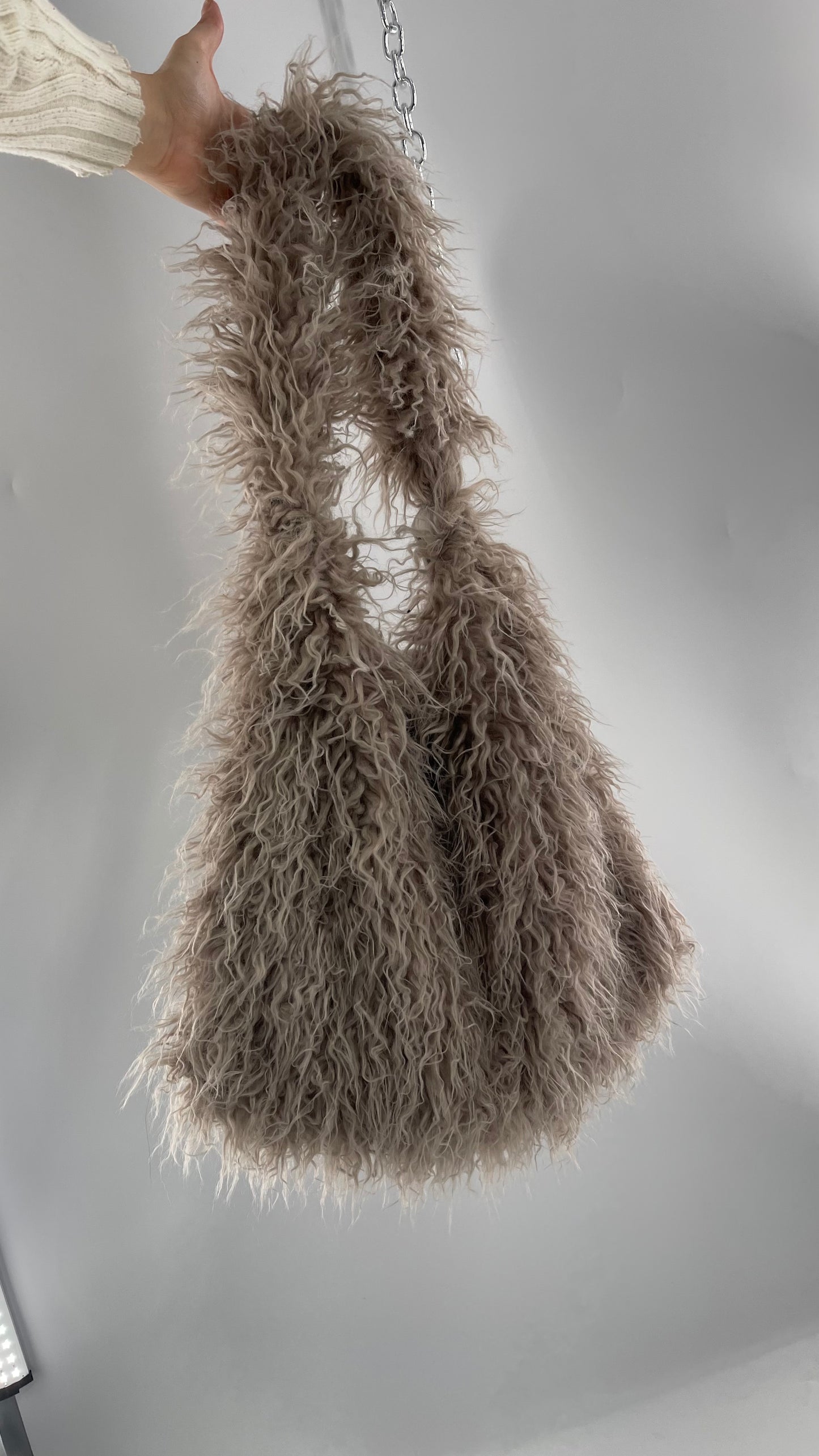 Free People Grey Shaggy Tote Bag