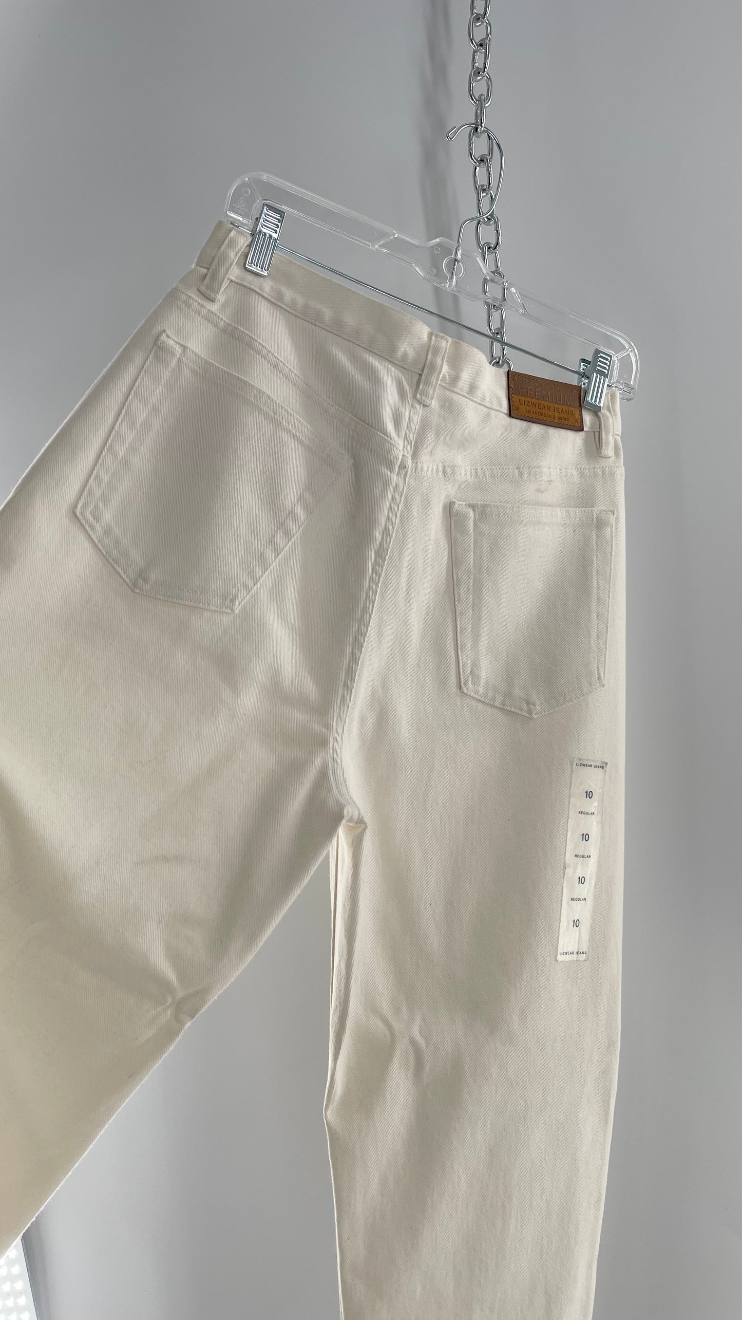 Dead stock Vintage White Liz Claiborne Jeans with distressed hem(Size 10 regular)