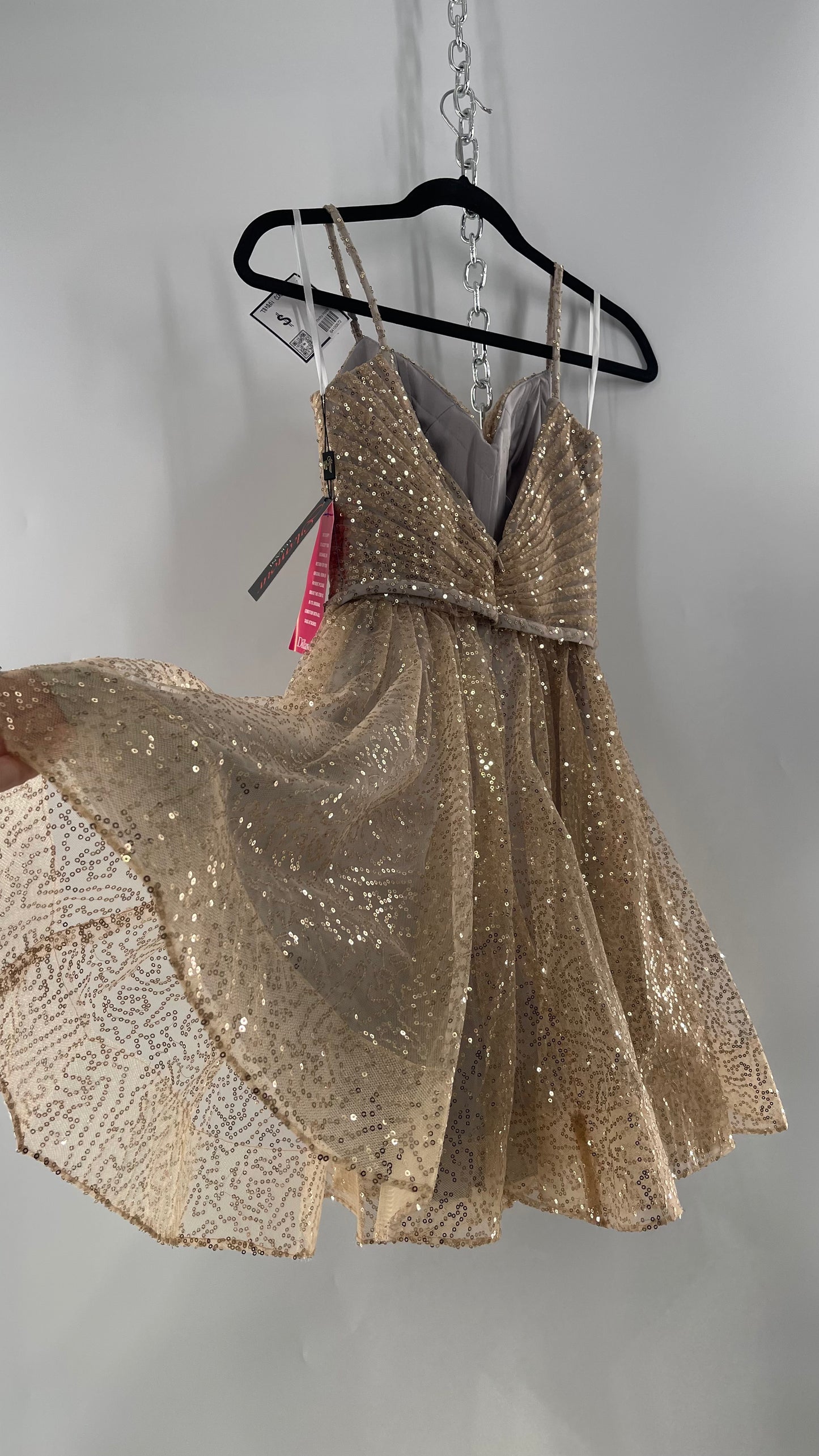 Terani Couture 1922H0420 Sleeveless Gold Sequin Tutu Dress with Ruched Corset Body (0)