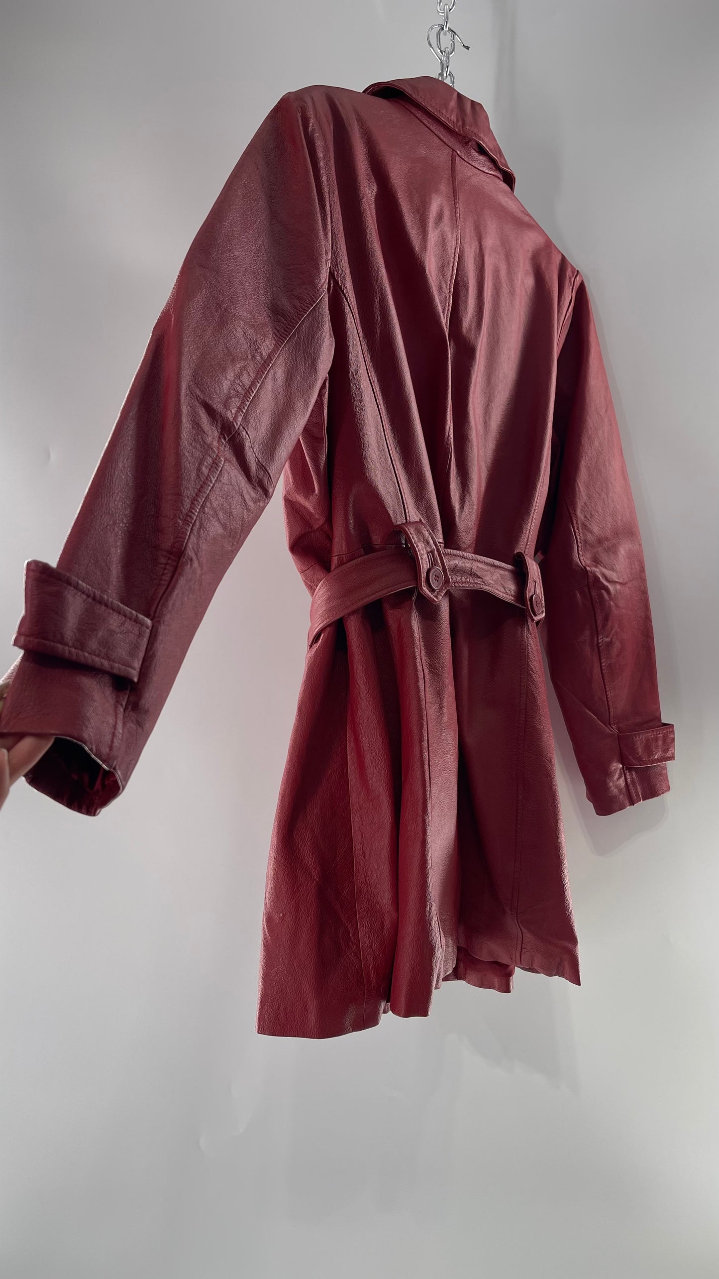Vintage MetroStyle Red Leather Trench (C)(L/XL)