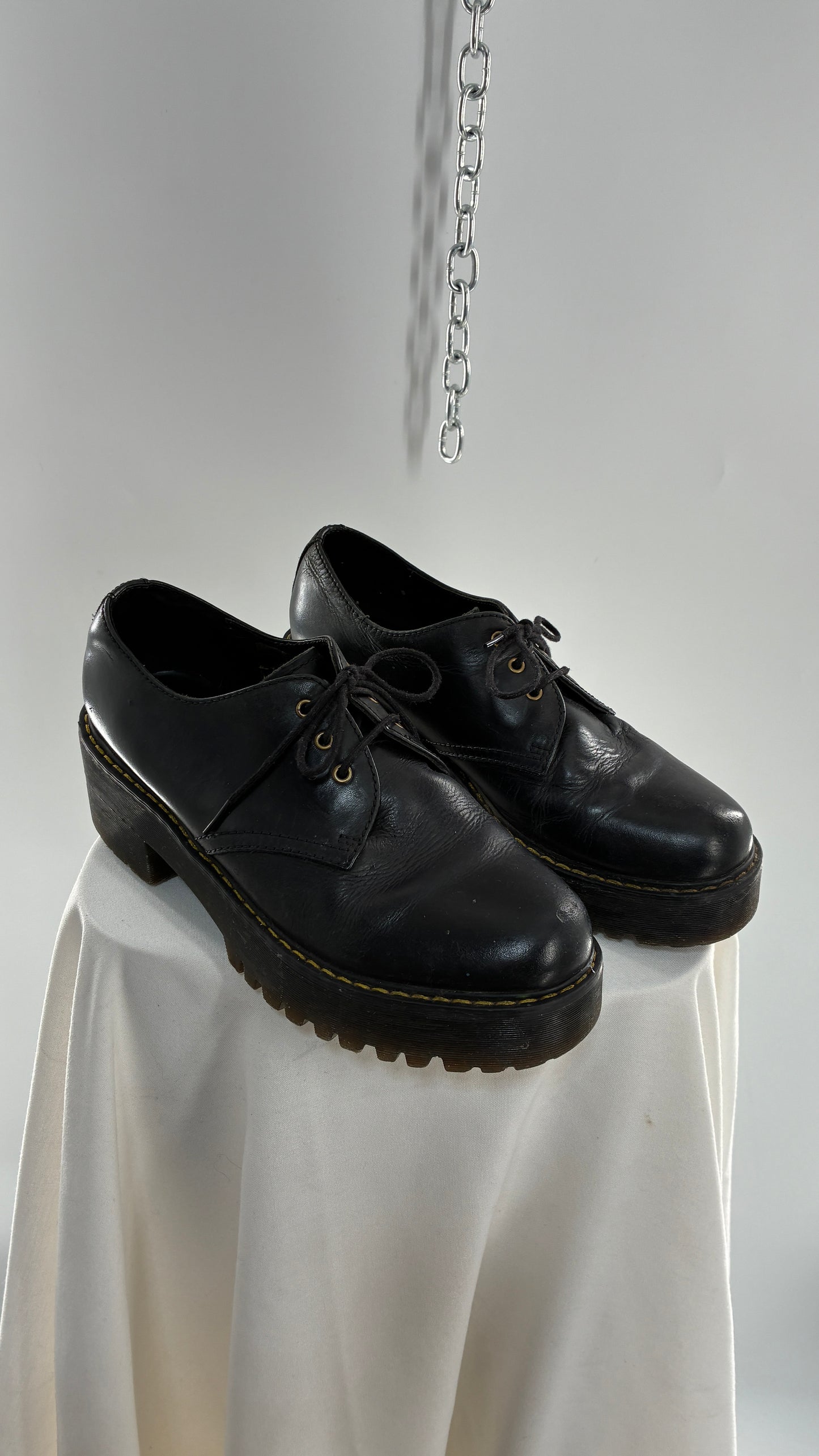 Vintage Doctor Martens Black Leather, Platform, Chunky Oxfords (9)