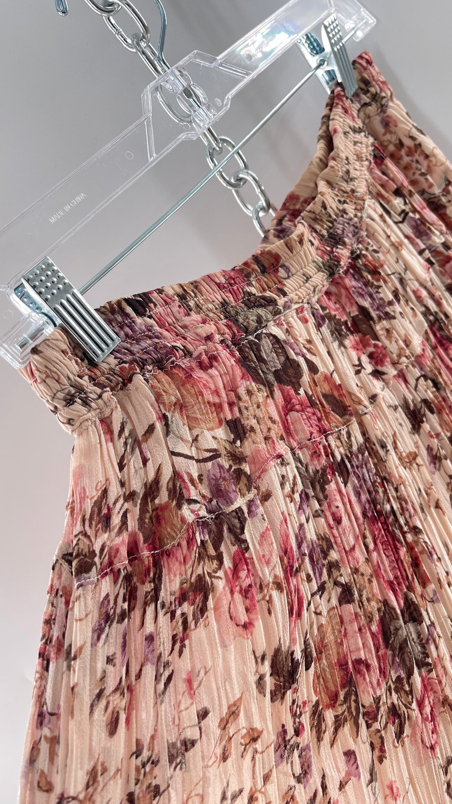 Vintage Hand Made Romantic Pink Floral Skirt (L)