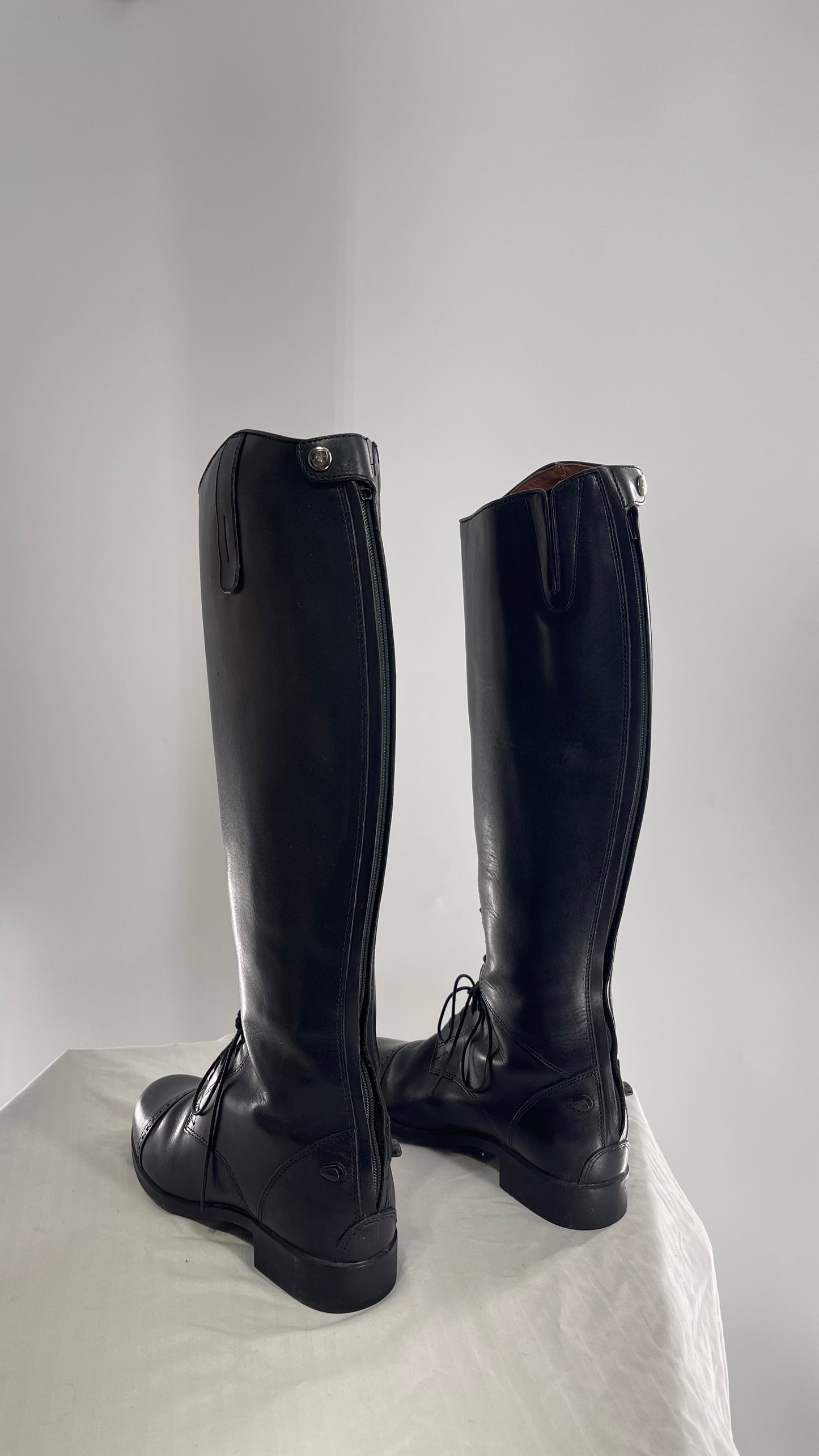 ARIAT Heritage Contour || Black Leather Field Zip Knee High Riding Tall Boots (8)