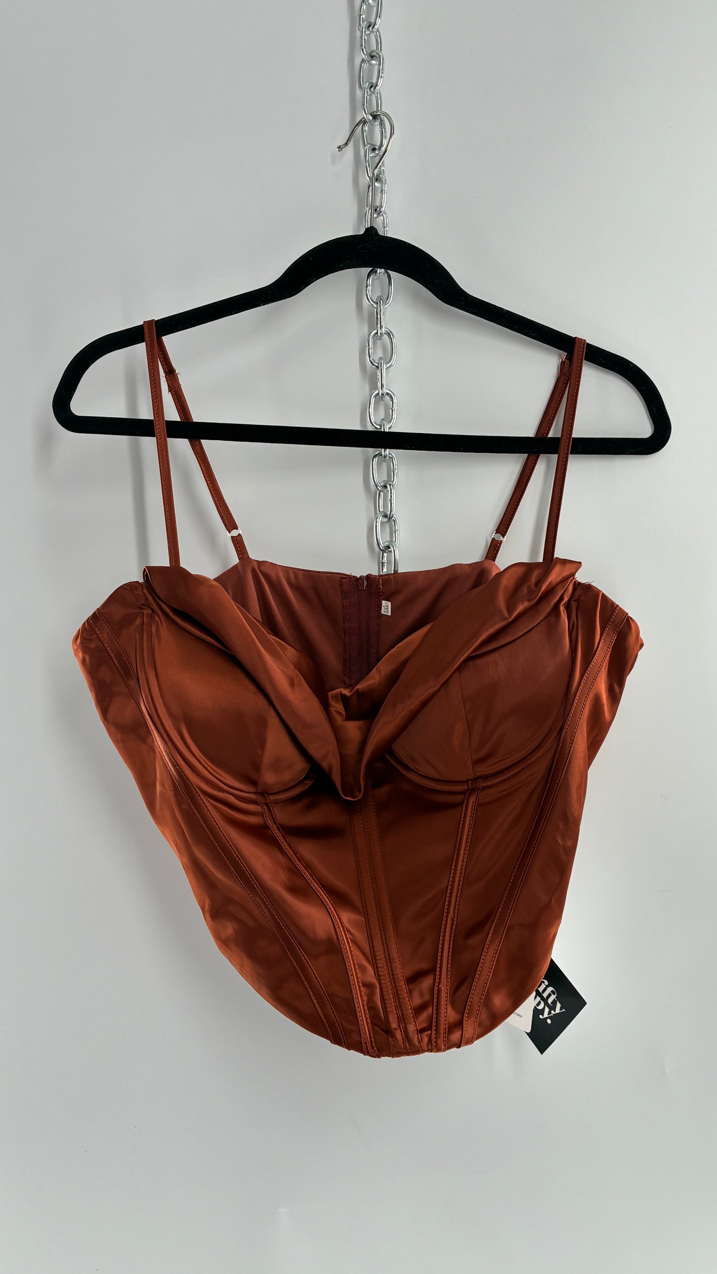 PARTHEA Bronze Corset with Drape Neckline and Tags Attached (XXL)
