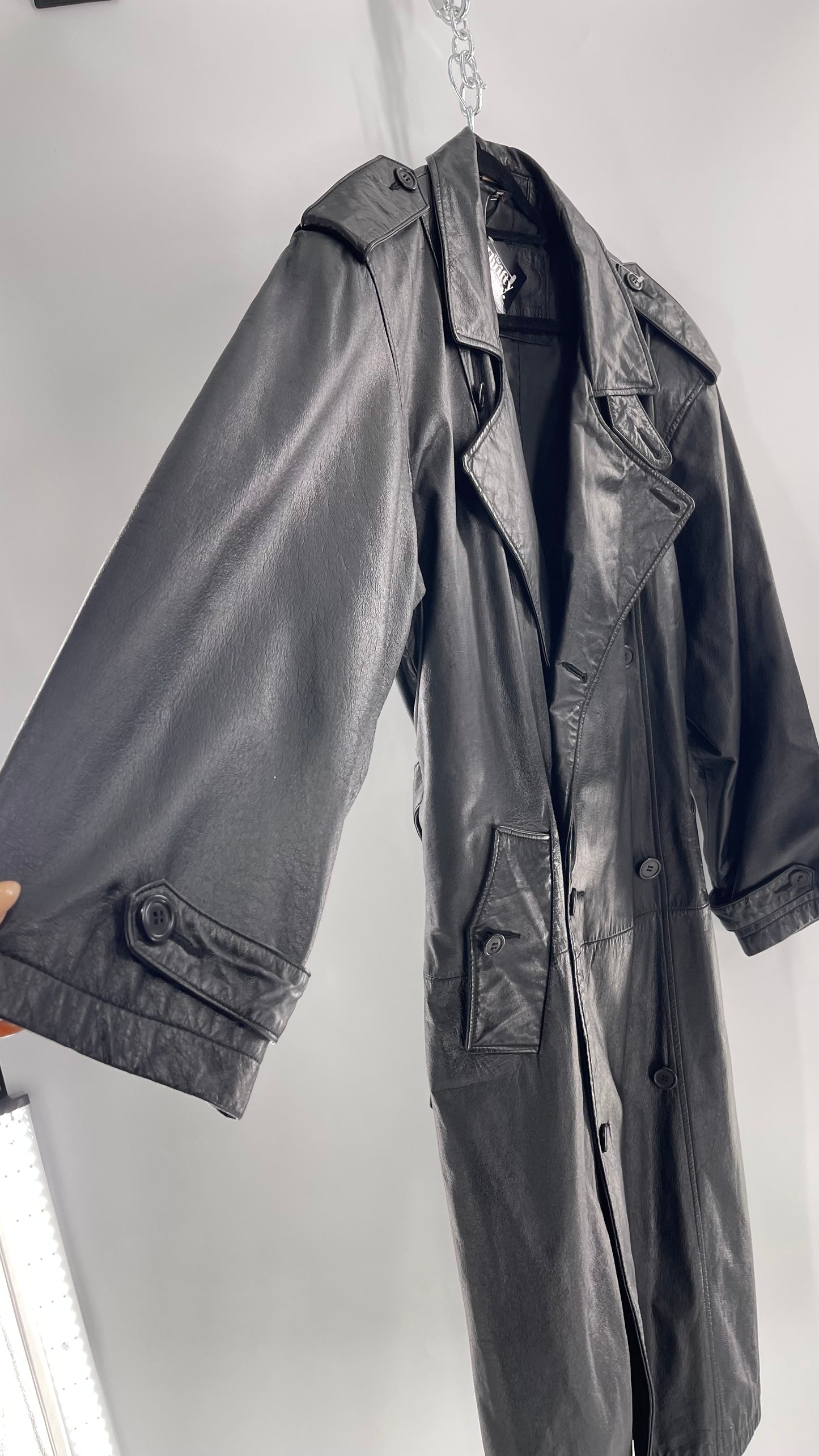 Georgetown Vintage Black Leather Trench Coat (Medium)