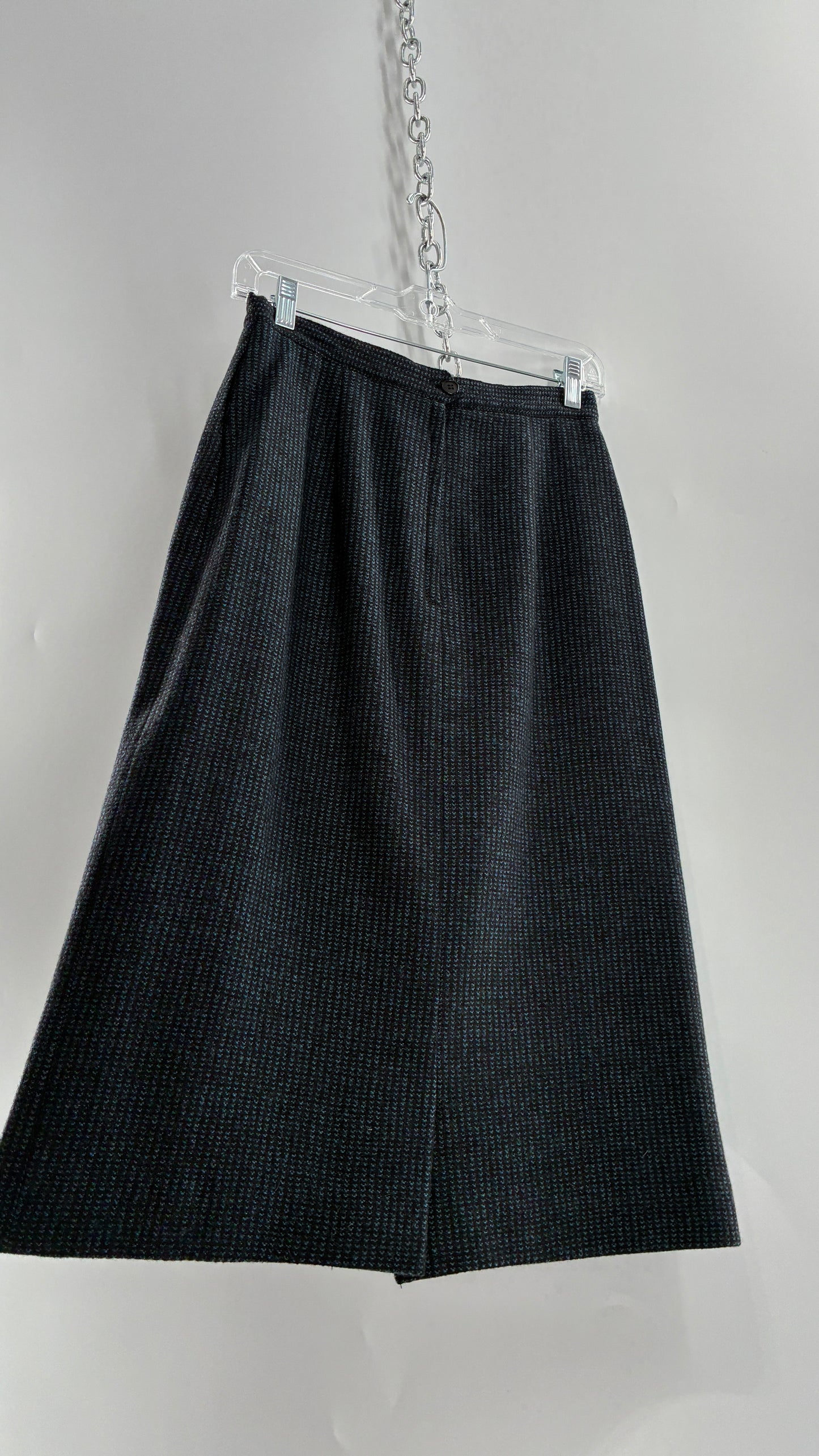 Vintage CHRISTIAN DIOR Navy Woven Maxi Skirt and Oversized Lapel Style Blazer with Padded Shoulders (8)
