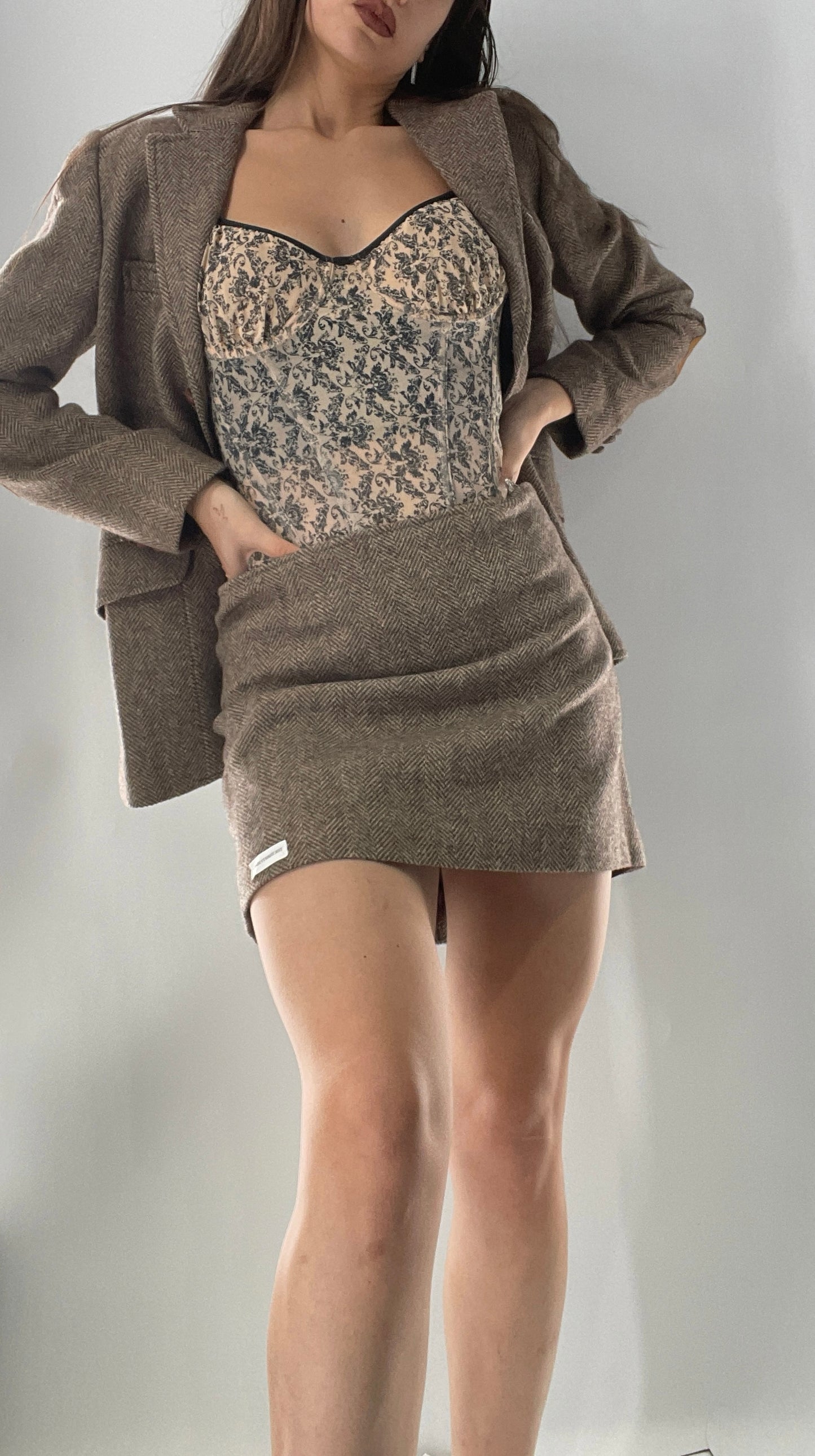 Vintage Custom Handmade 2Piece Suit Set with Blazer and Corseted Skirt