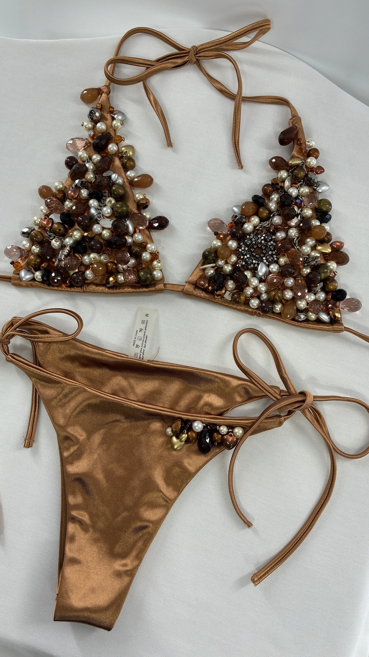 Handmade, Bronze and Beaded Swimsuit (Medium)