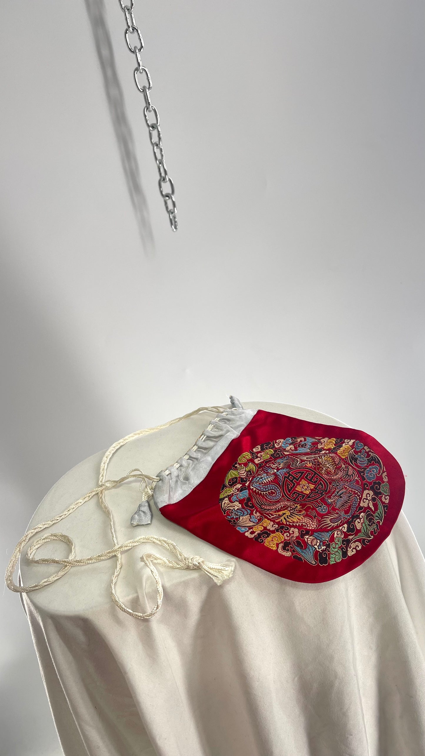KAPOOR GALLERIES Vintage Red Silk Embroidered Pouch Purse
