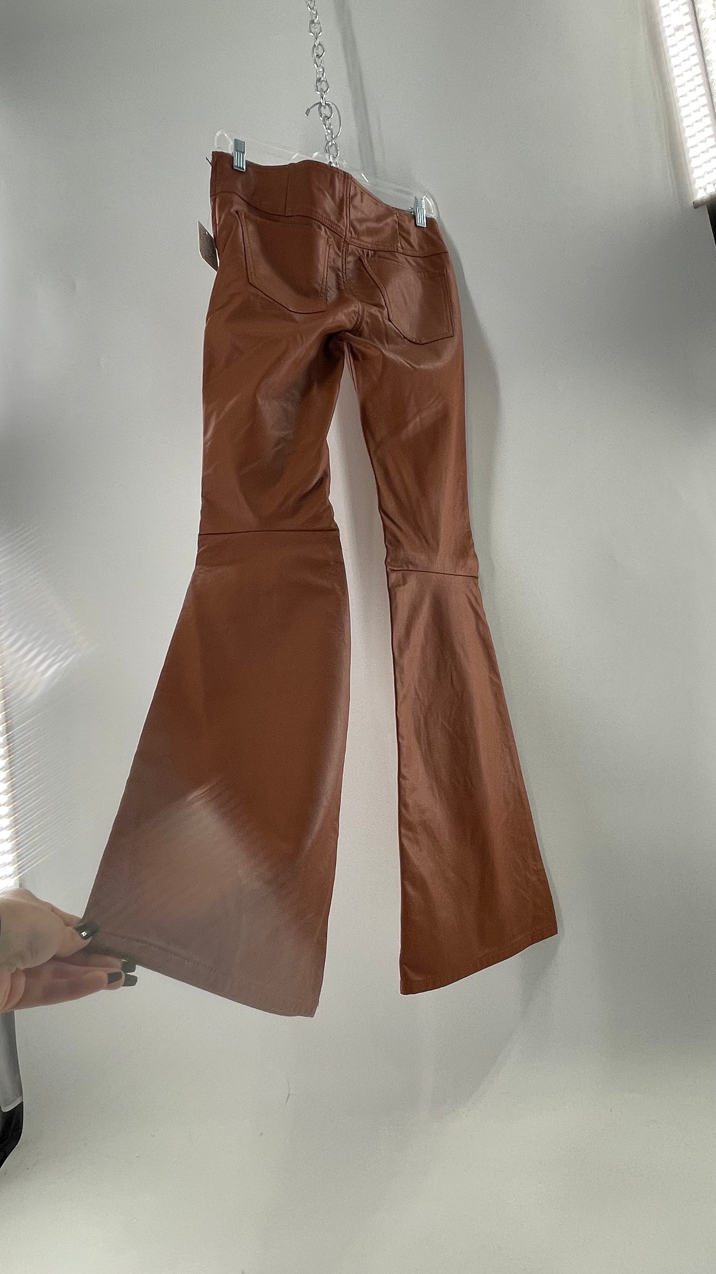 Free People Cognac Vegan Leather Flare (26W)
