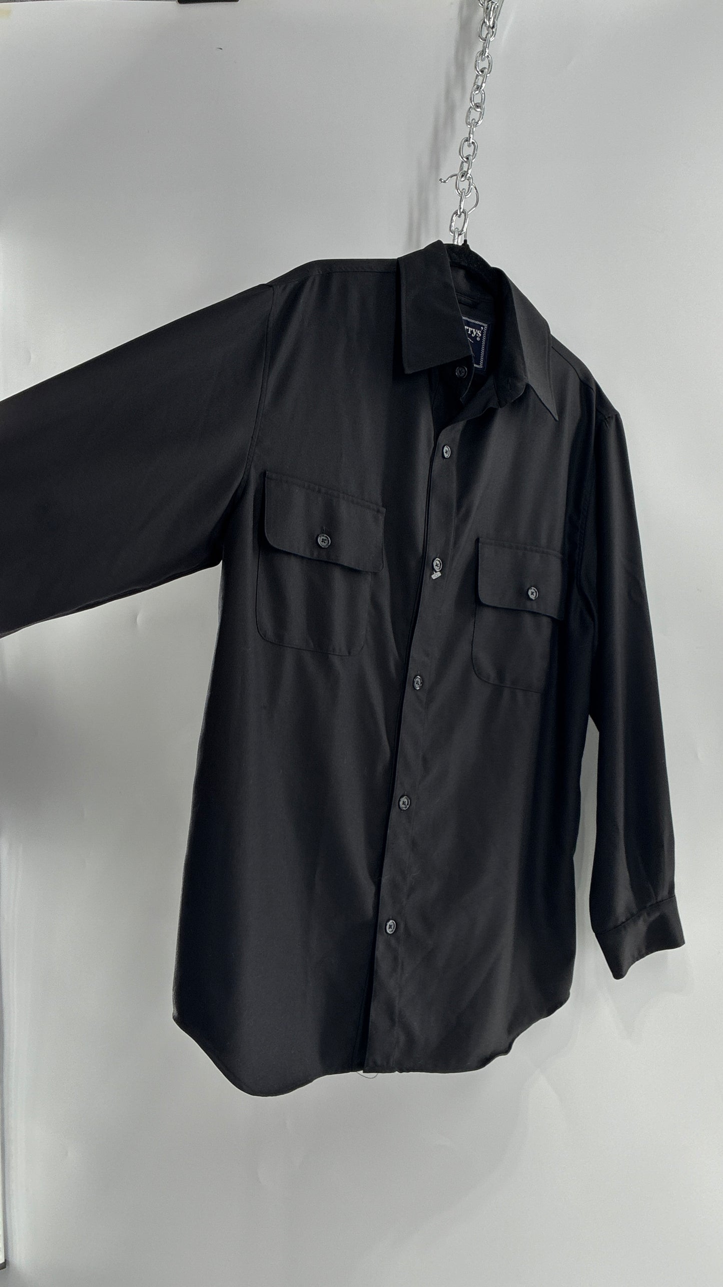 Vintage BURBERRY Black 100% Worsted Cashmere Button Up with Tags Attached (Small)