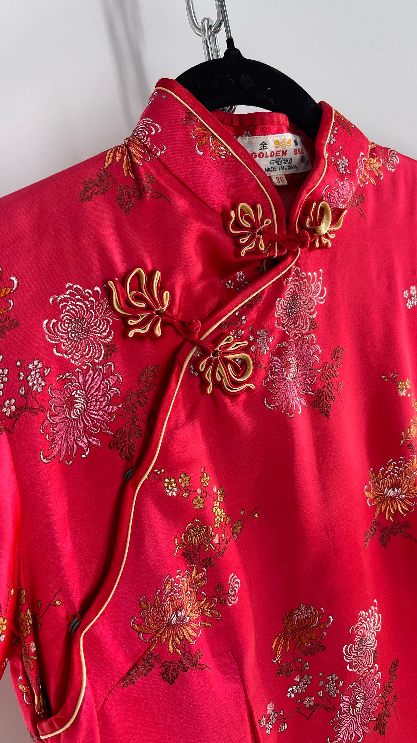 Vintage Golden Bee Silk Chinese QiPao (C) (36)