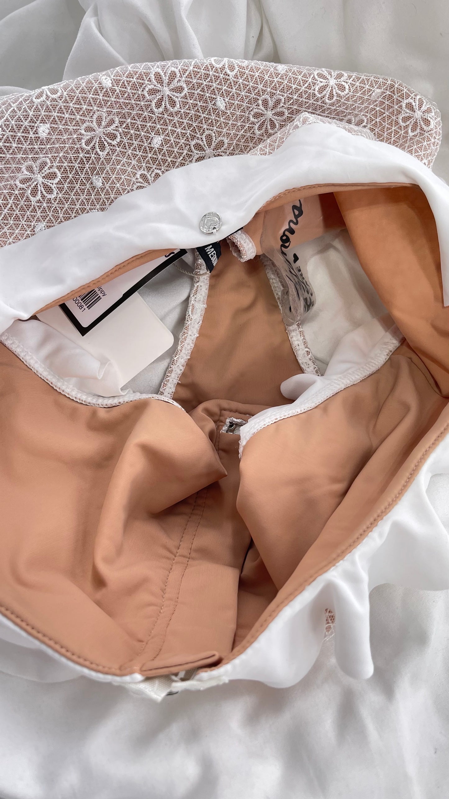 For Love & Lemons White Lace High Waisted Swim Bottoms with Tags Attached (Medium)