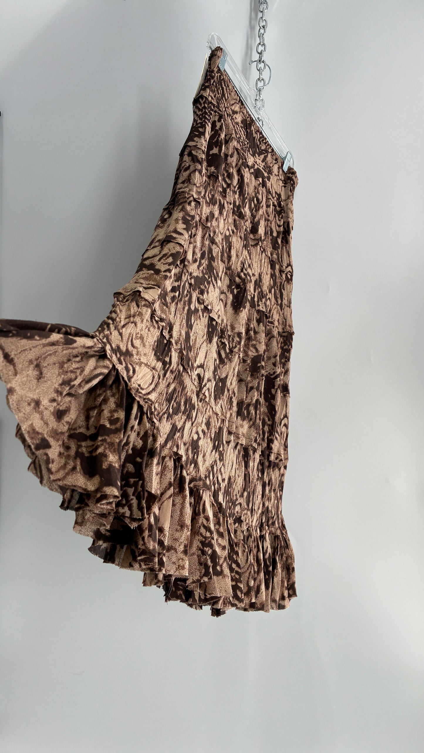 Deadstock Vintage TEASE Brown Crimped Skirt (Medium)