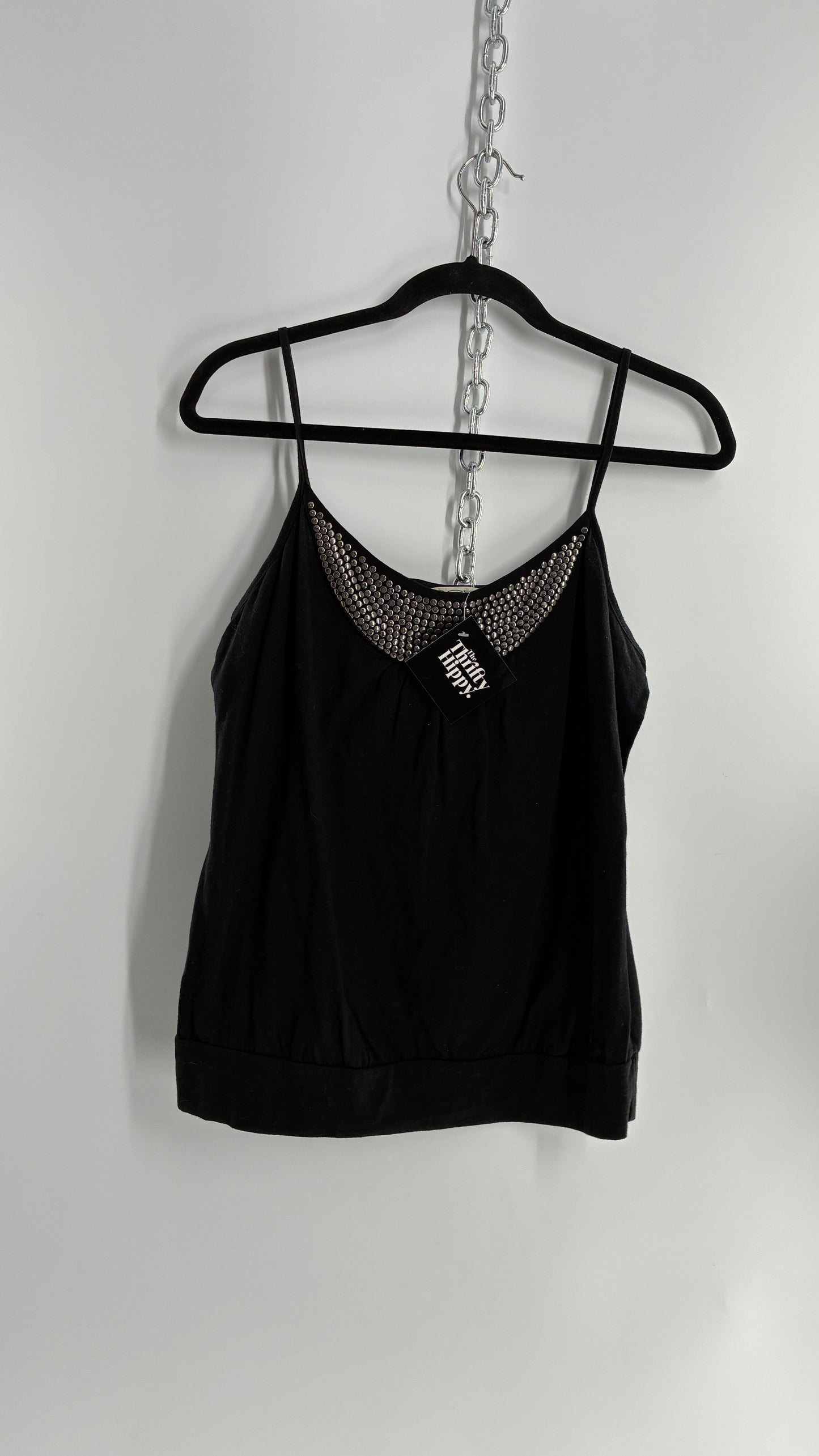 NEU LOOK Vintage Black Silver Studded Neckline Camisole Tank (12)