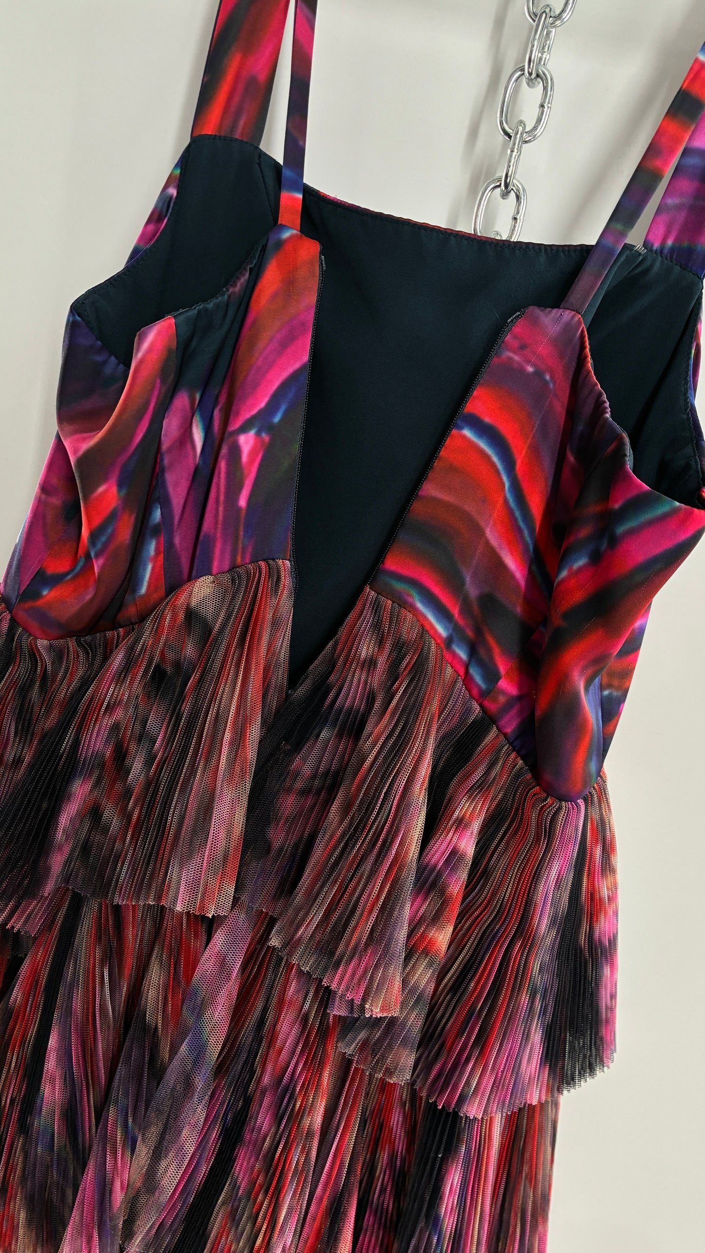 HUTCH Ruffled Maxi Gown Graphic Navy Blue, Fuchsia (2P,4)