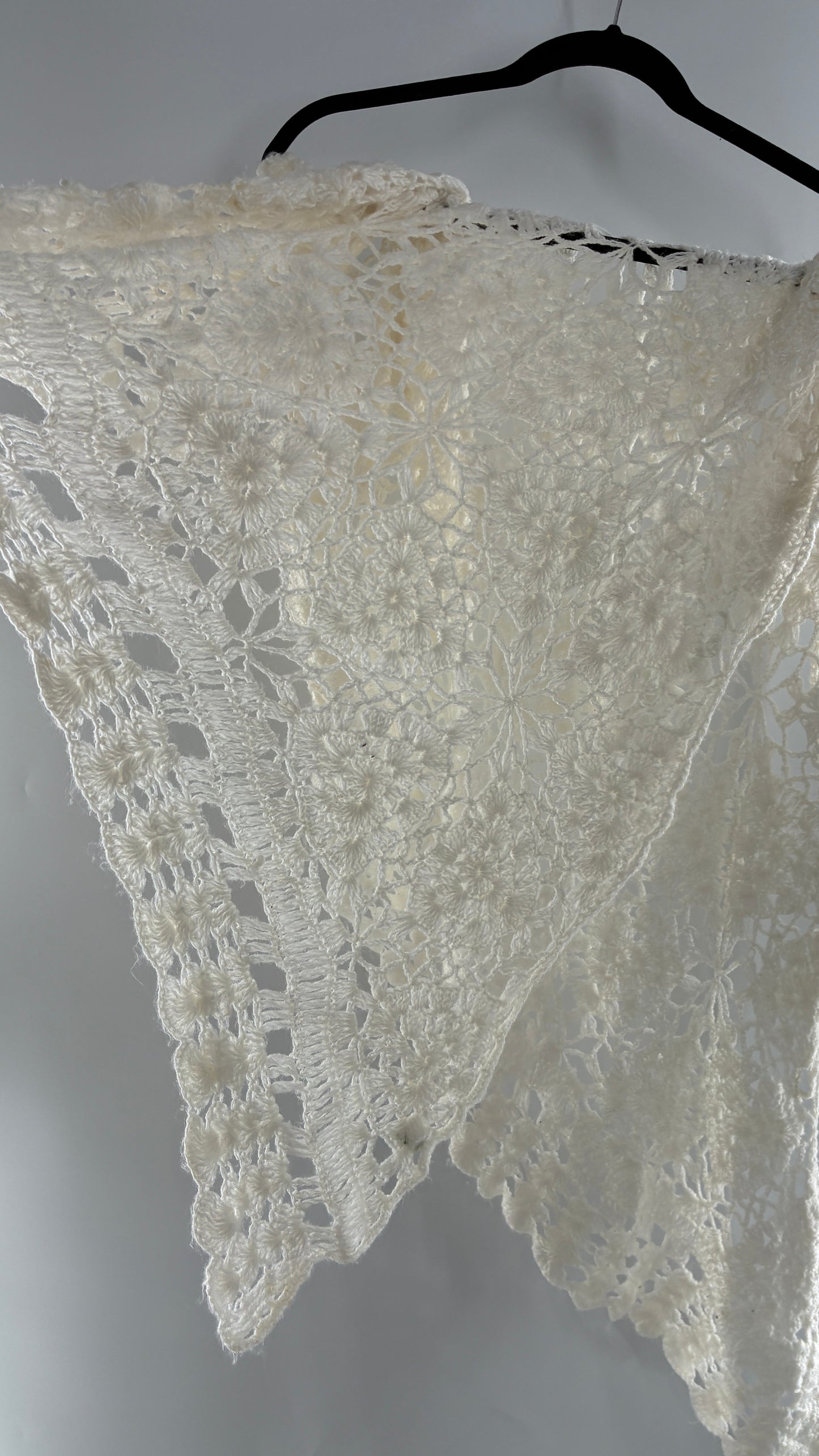 Vintage Crochet Style White Scarf