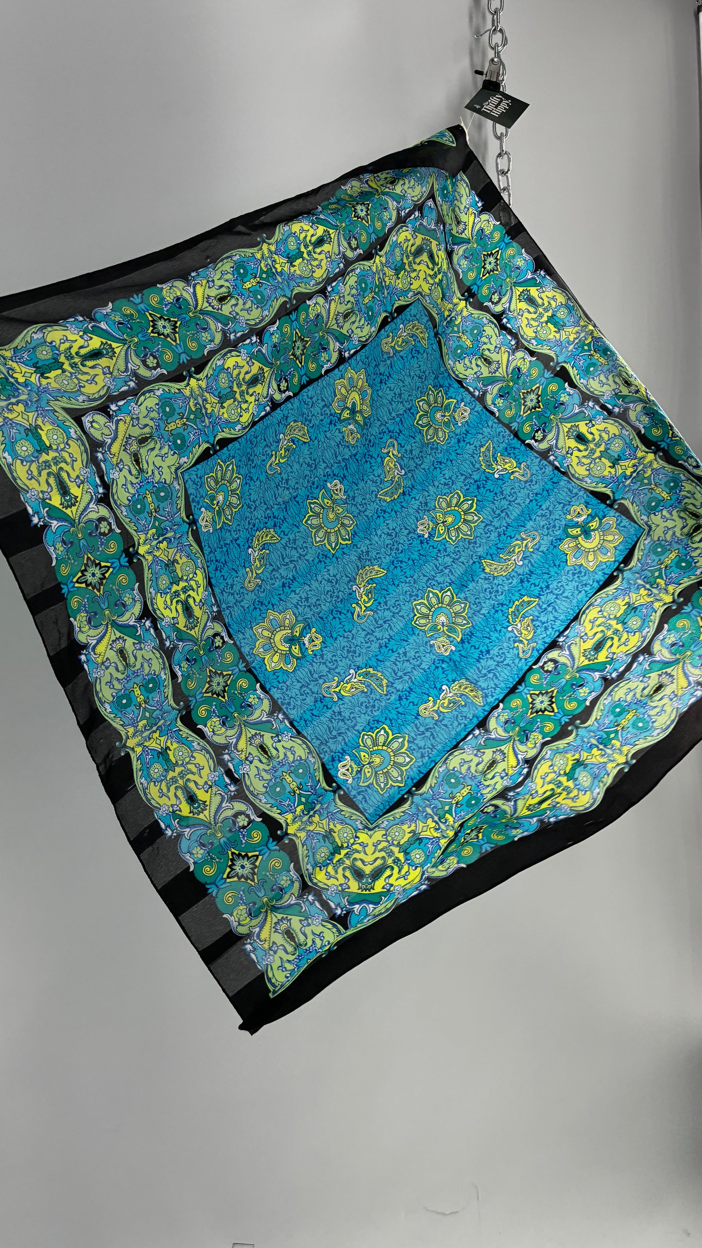 Vintage Paisley Blue/Green/Black Scarf/Head Scarf