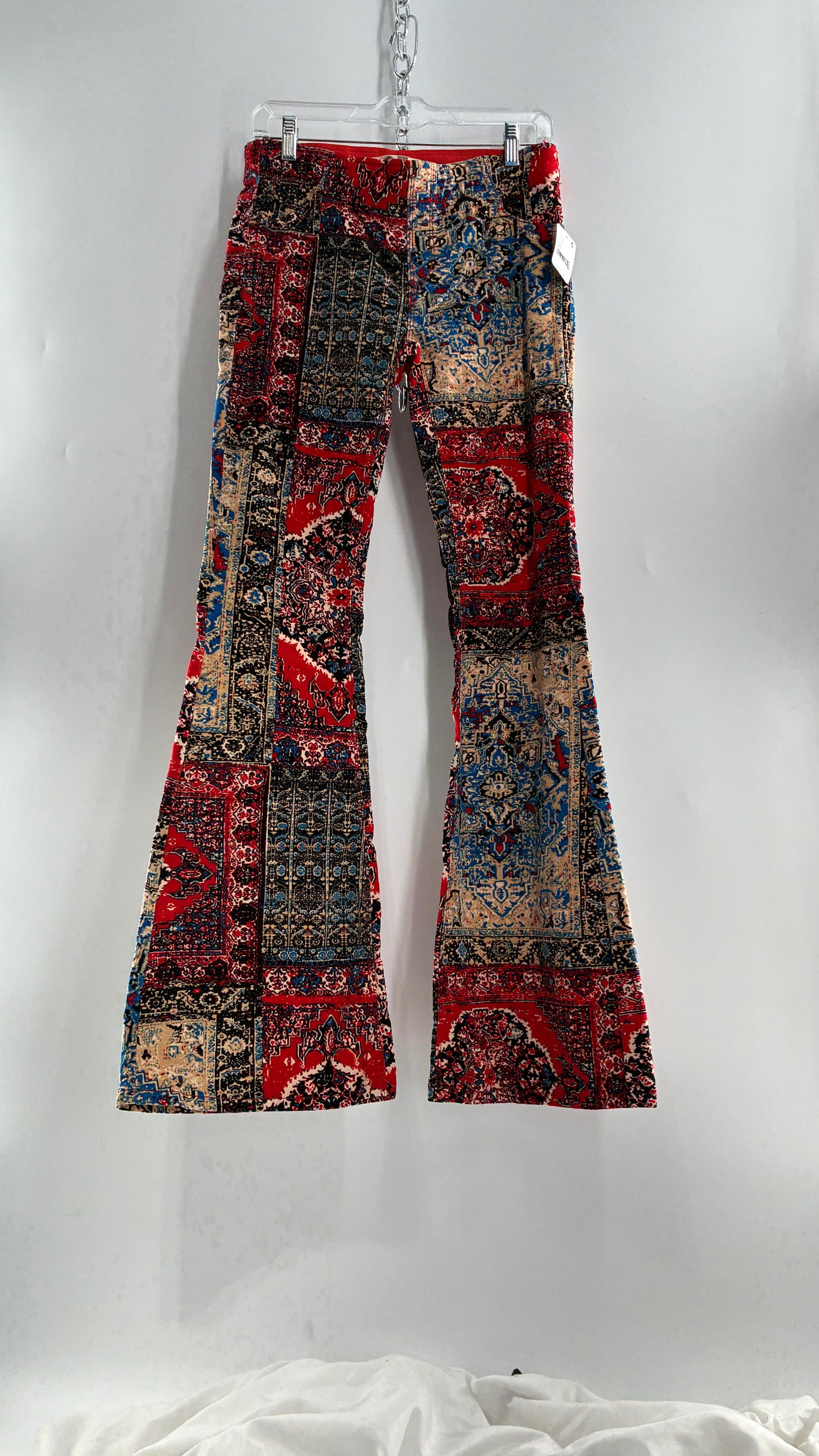 Free People Red, White, Blue Tapestry Patchwork Corduroys with Tags Attached (27)