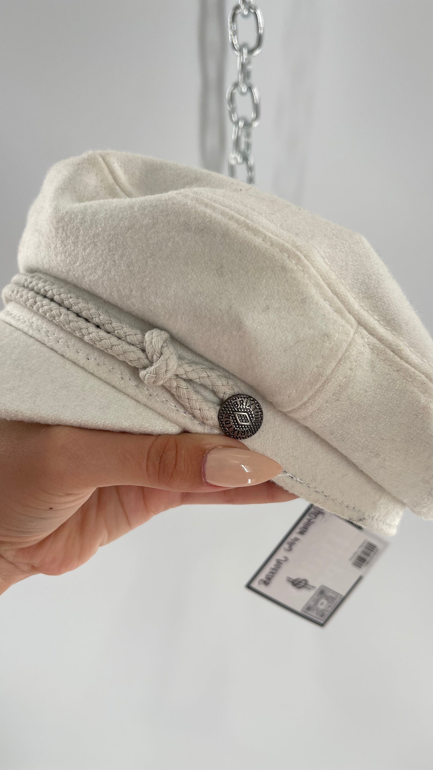 BRIXTON White Felt Newsboy Cap (6 3/4)