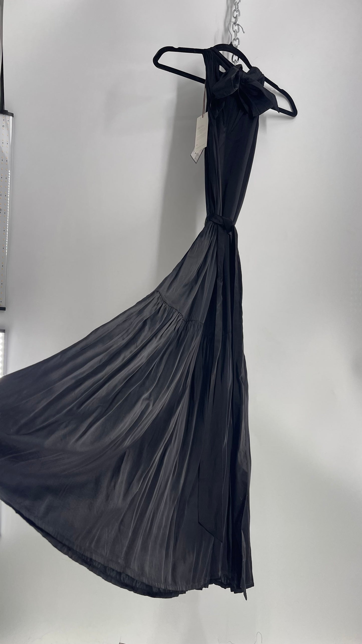 Cleobella Black Silky Shiny Full Length Gown with Tags Attached (Small)