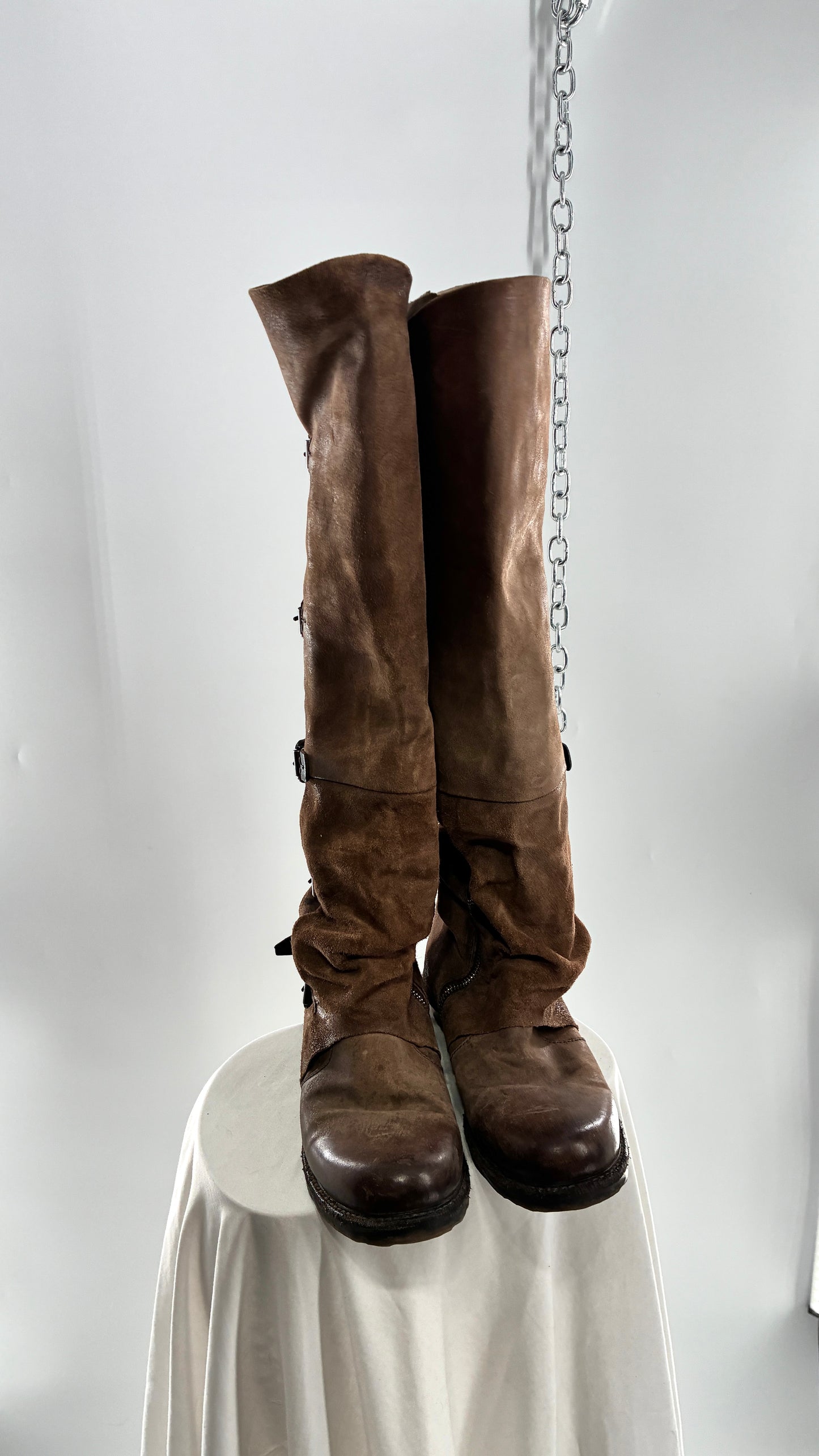 Tatum Over the Knee AS98 Distressed Worn Boots (41)