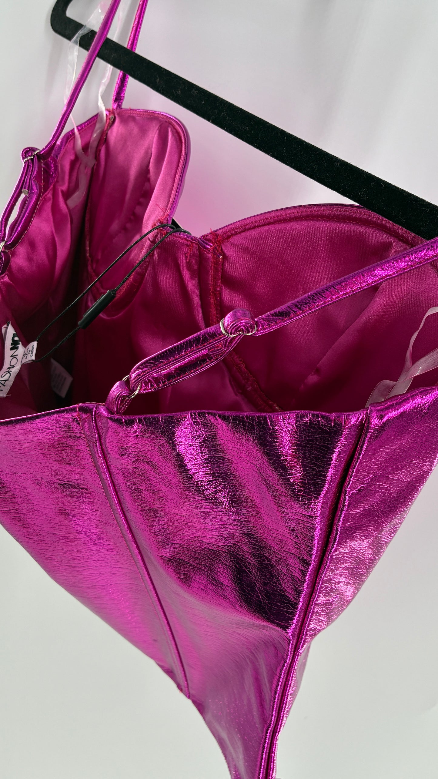 Fashion Nova Metallic Fuchsia Purple Corset with Tags Attached (Medium)